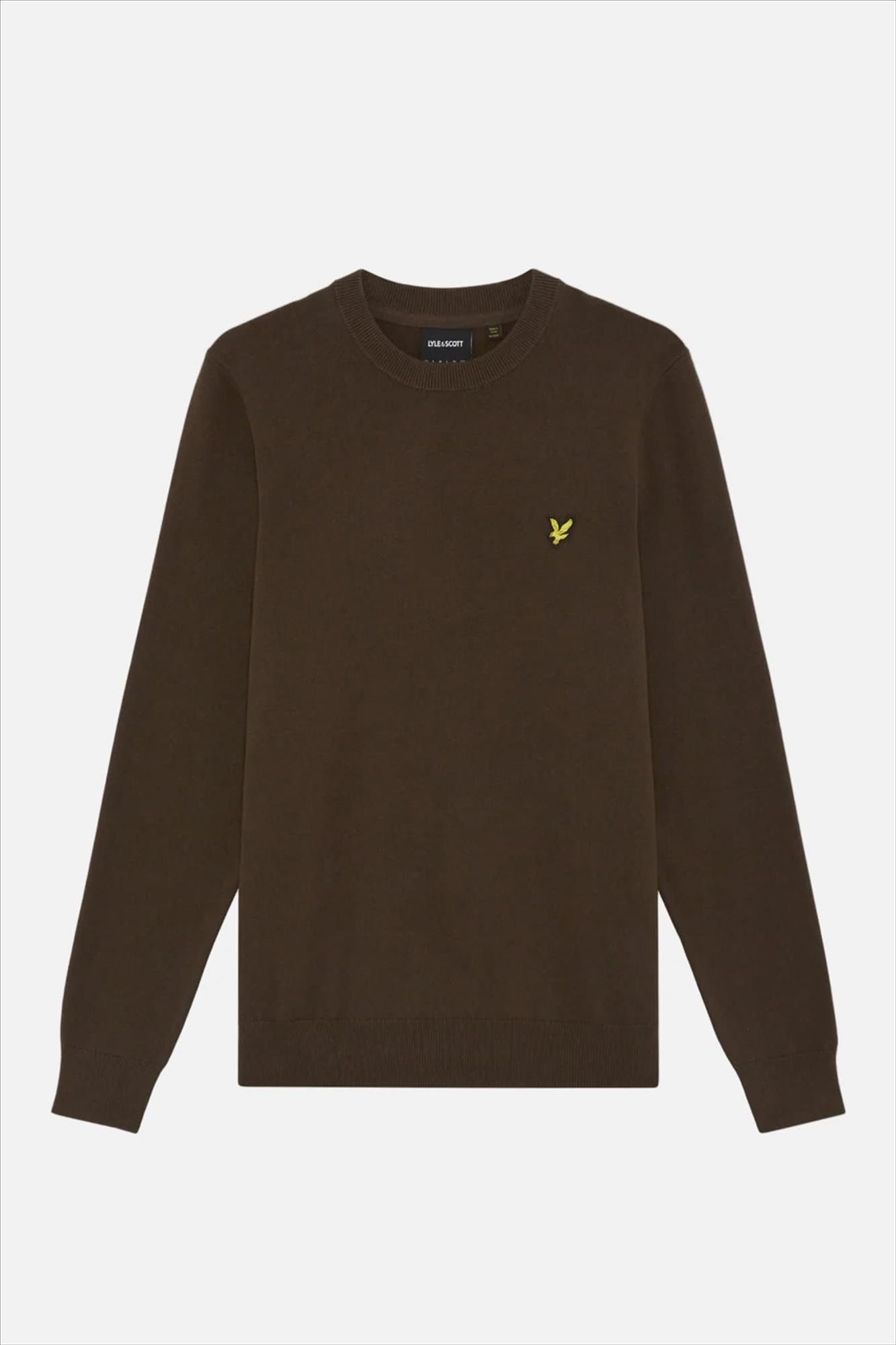 Lyle & Scott - Donkerbruine Crew Neck trui