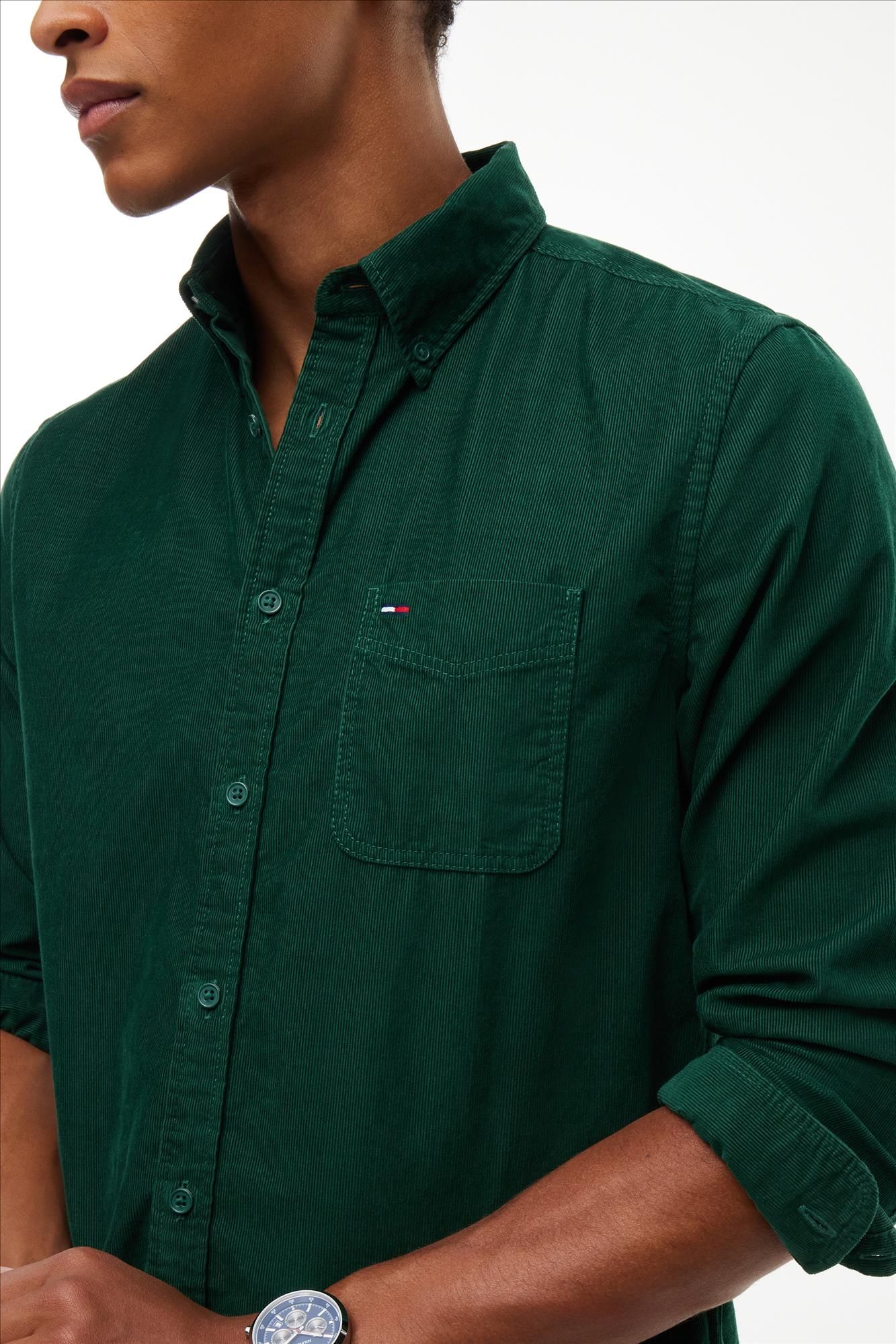 Tommy Jeans - Donkergroen Baby Corduroy hemd