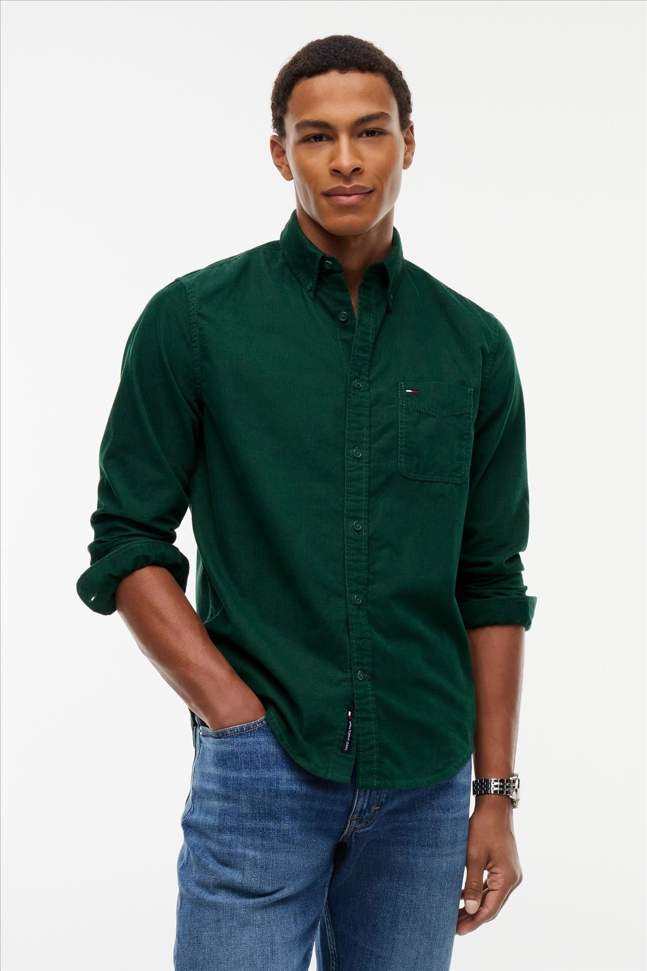 Tommy Jeans - Donkergroen Baby Corduroy hemd