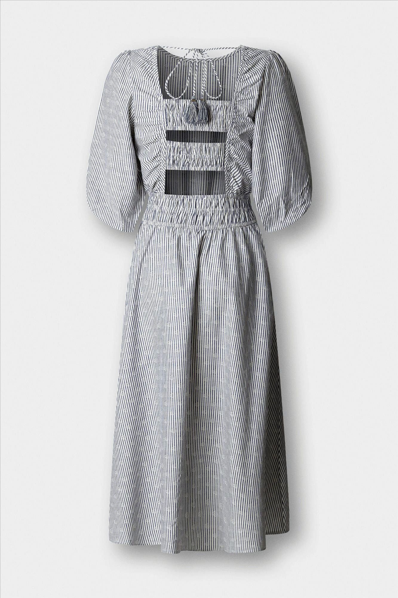 Pepe Jeans London - Donkerblauw-Witte Chia jurk