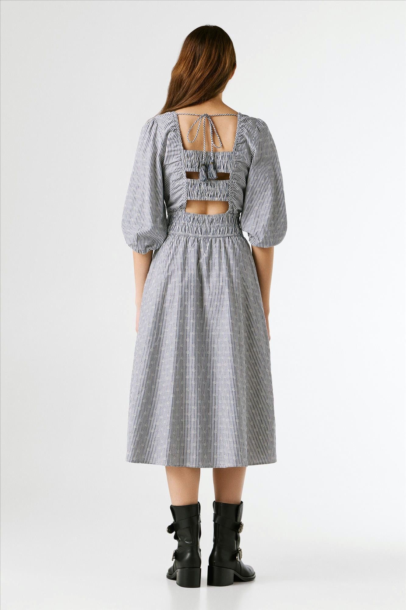 Pepe Jeans London - Donkerblauw-Witte Chia jurk