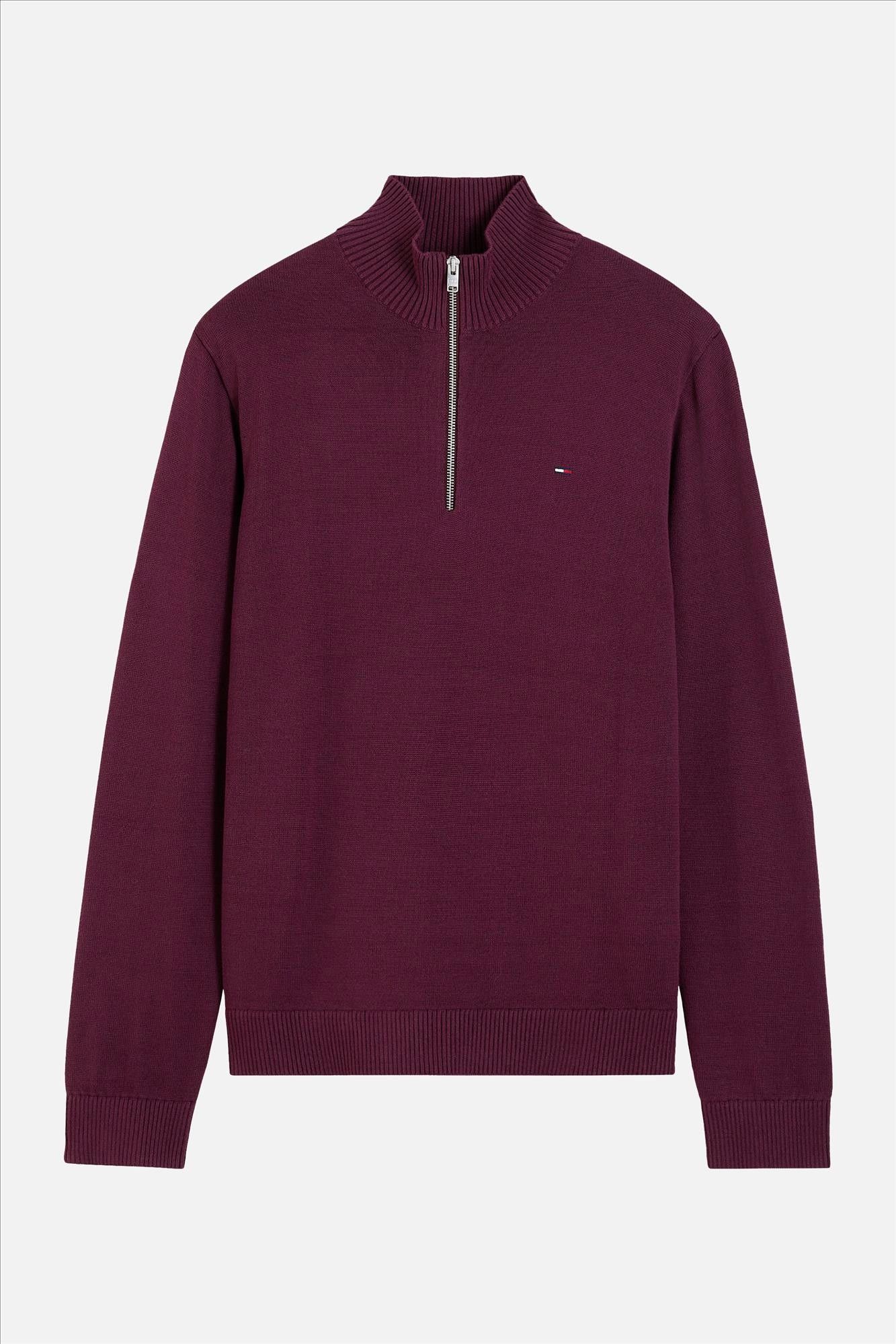 Tommy Jeans - Bordeaux Slim Light 1/4 Zip trui