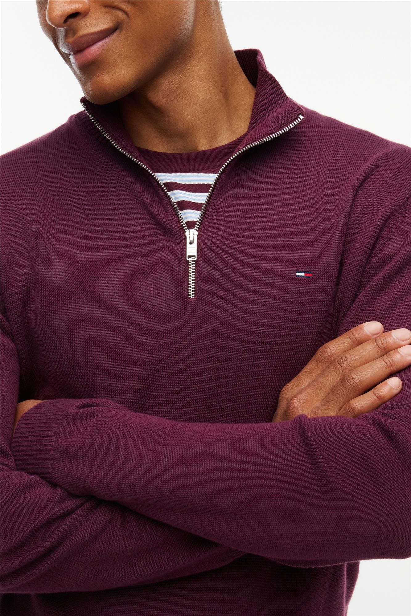 Tommy Jeans - Bordeaux Slim Light 1/4 Zip trui