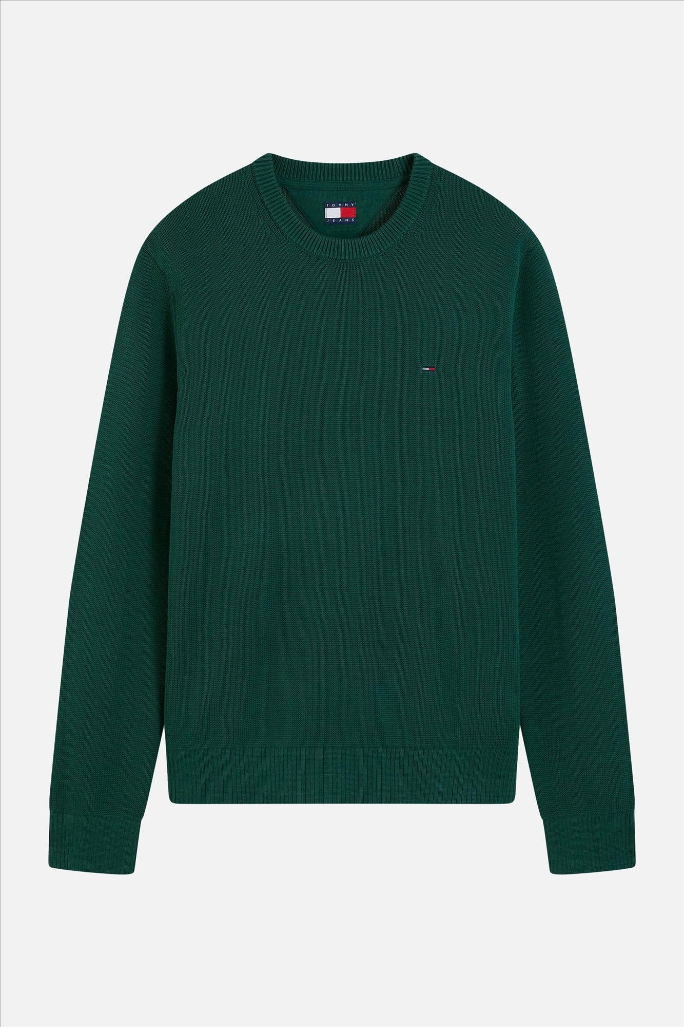 Tommy Jeans - Donkergroene Essential slim trui