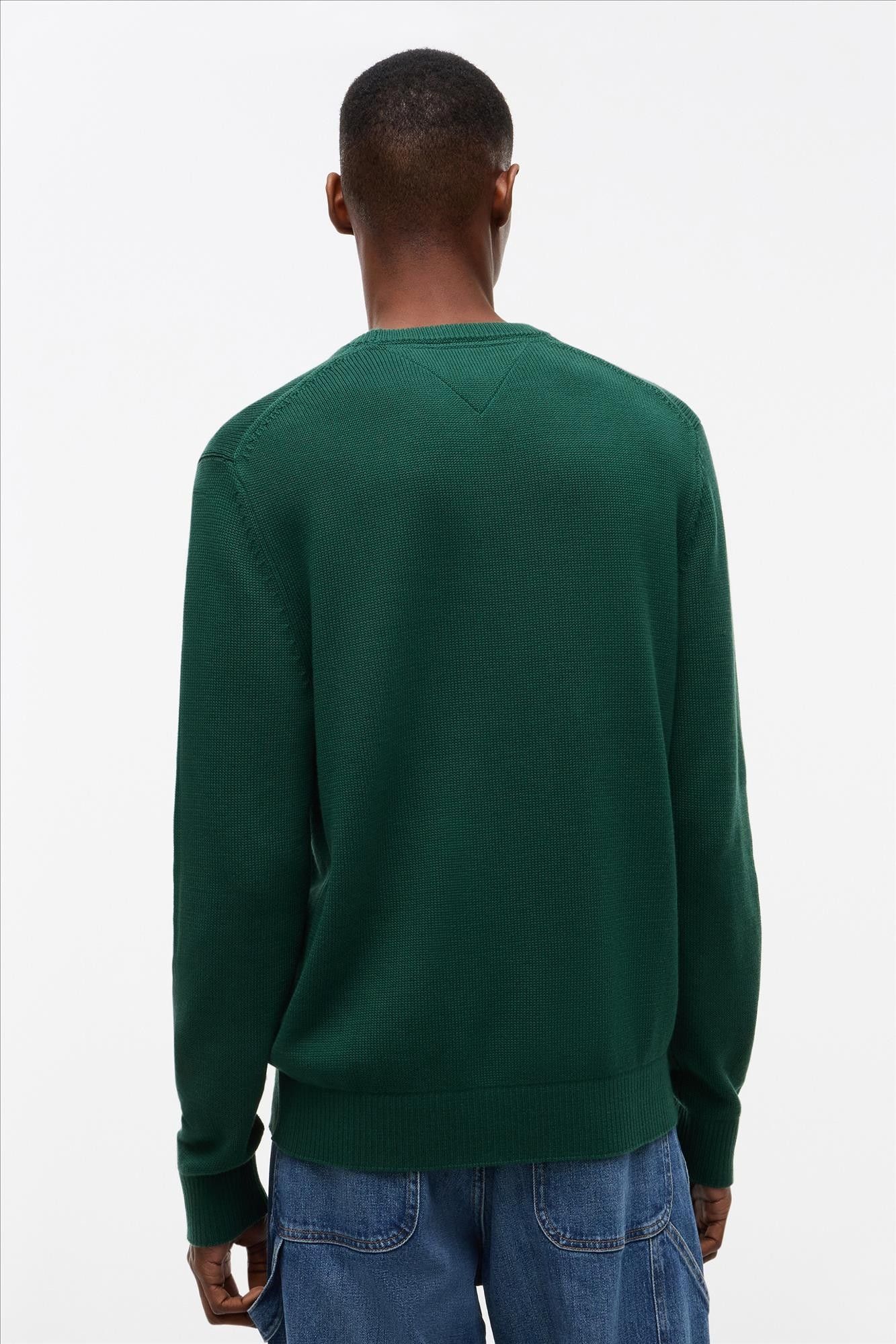 Tommy Jeans - Donkergroene Essential slim trui