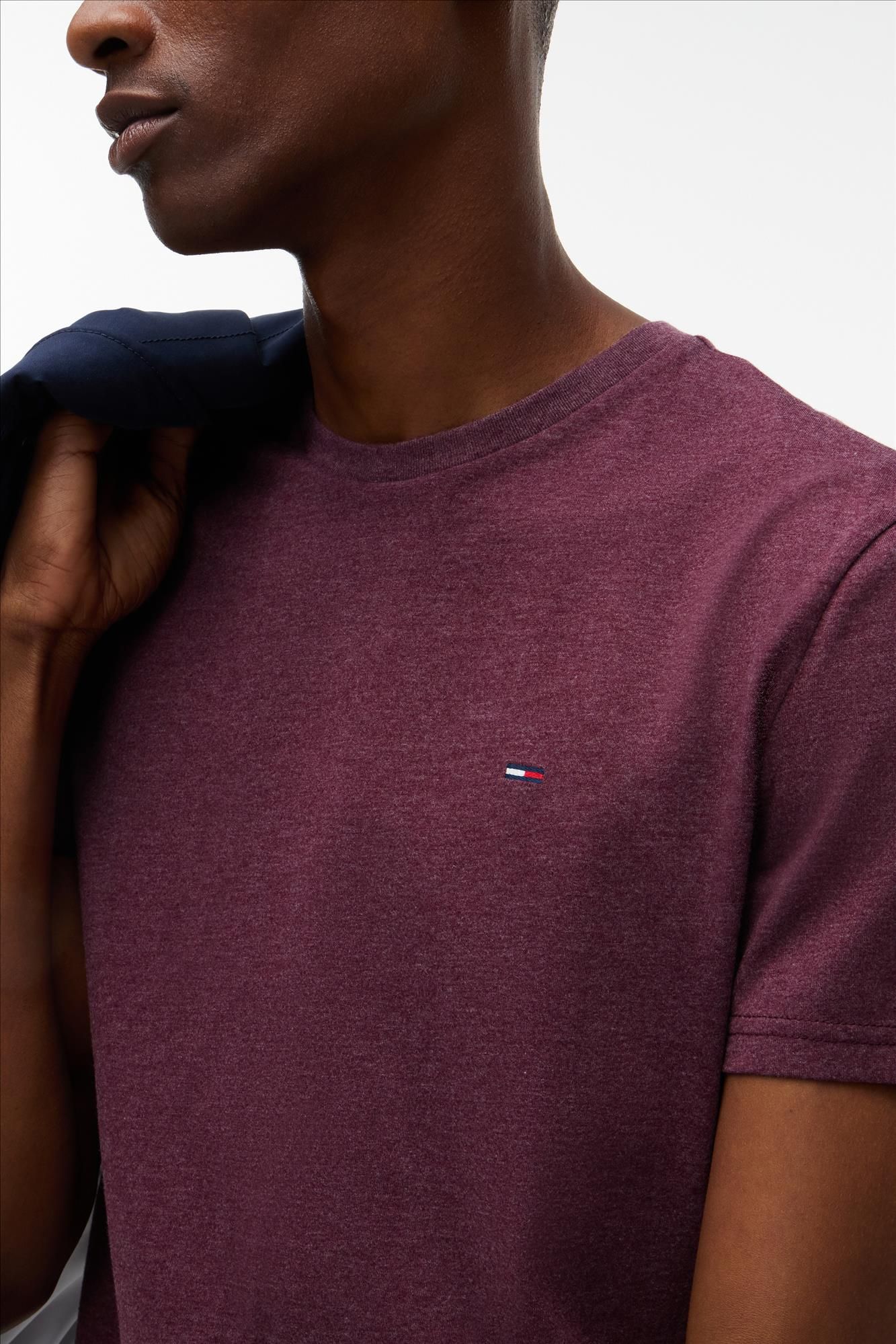 Tommy Jeans - Bordeauxpaarse Jaspe slim T-shirt