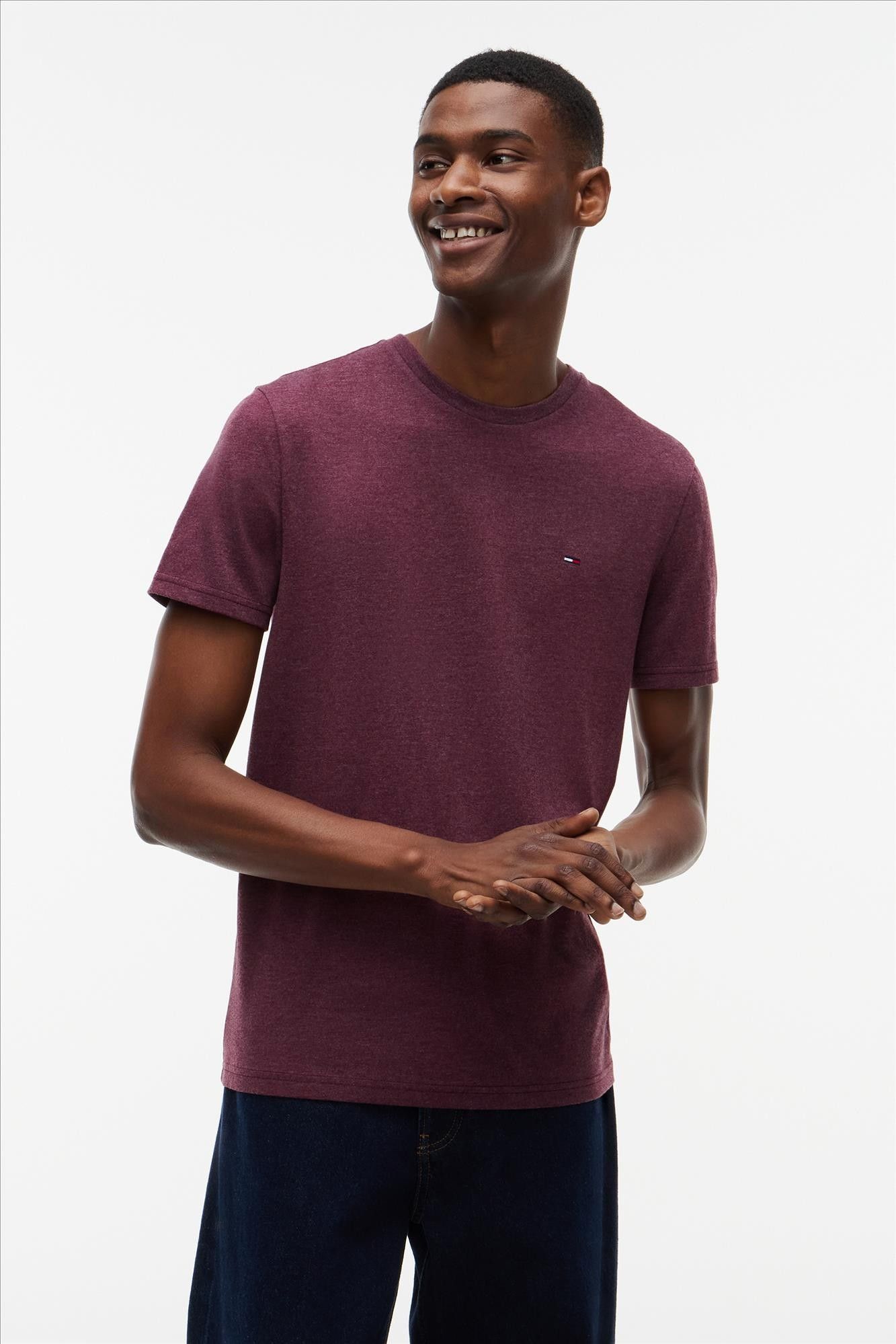 Tommy Jeans - Bordeauxpaarse Jaspe slim T-shirt
