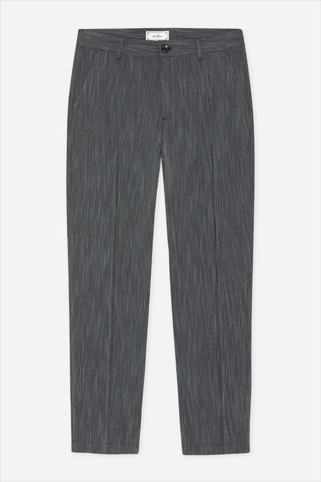 LES DEUX  - Donkergrijze Herringbone regular kostuumbroek