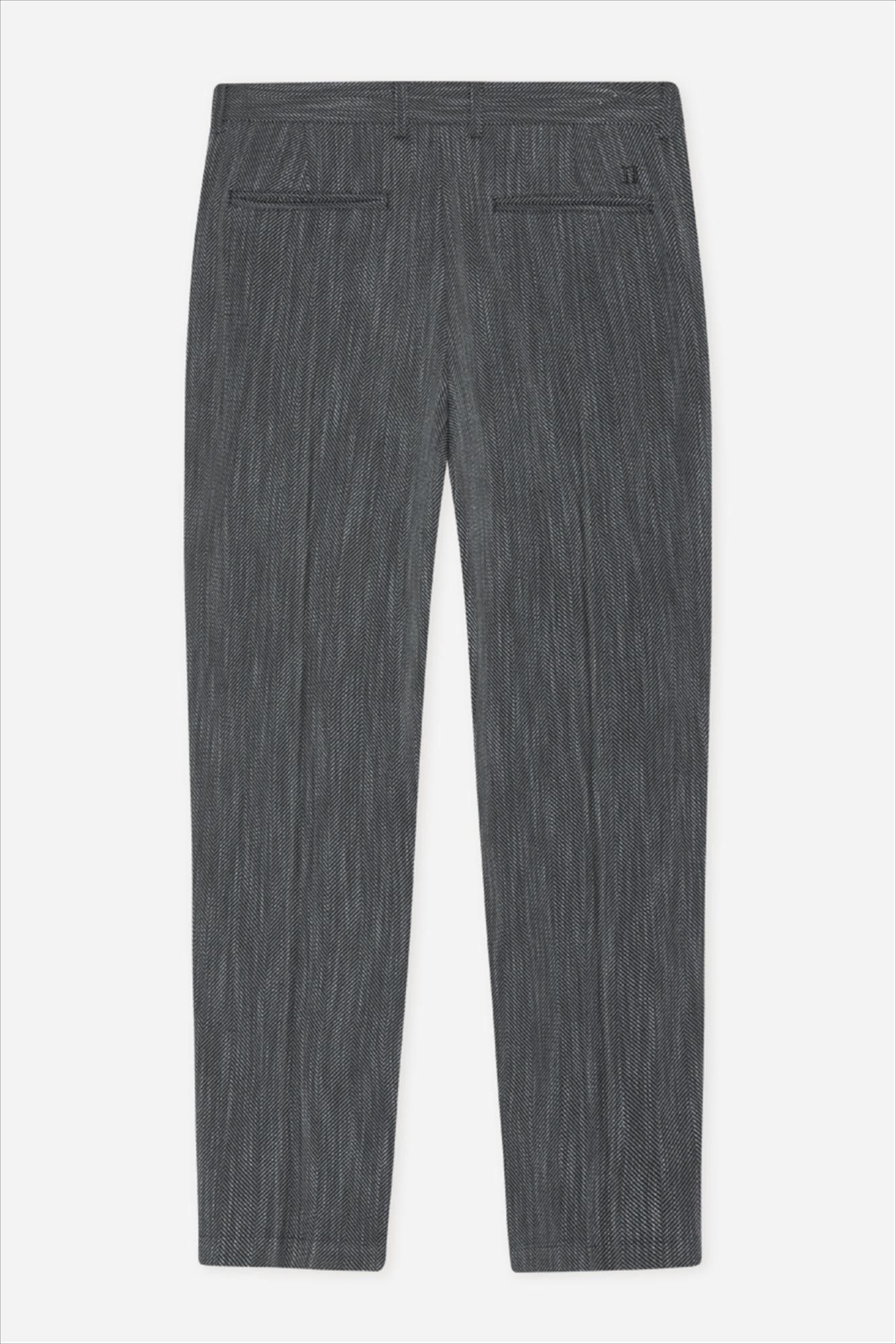 LES DEUX  - Donkergrijze Herringbone regular kostuumbroek