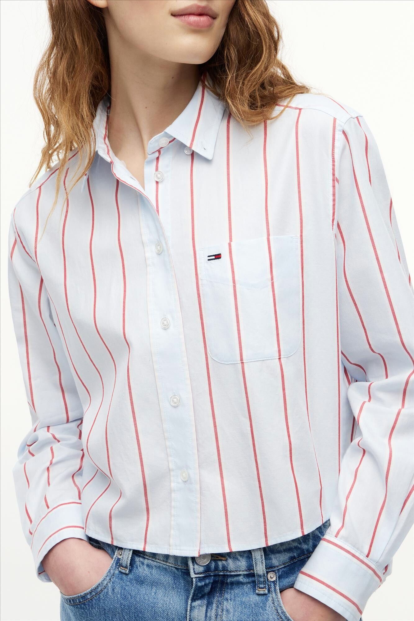 Tommy Jeans - Lichtblauwe Relaxed Crop blouse