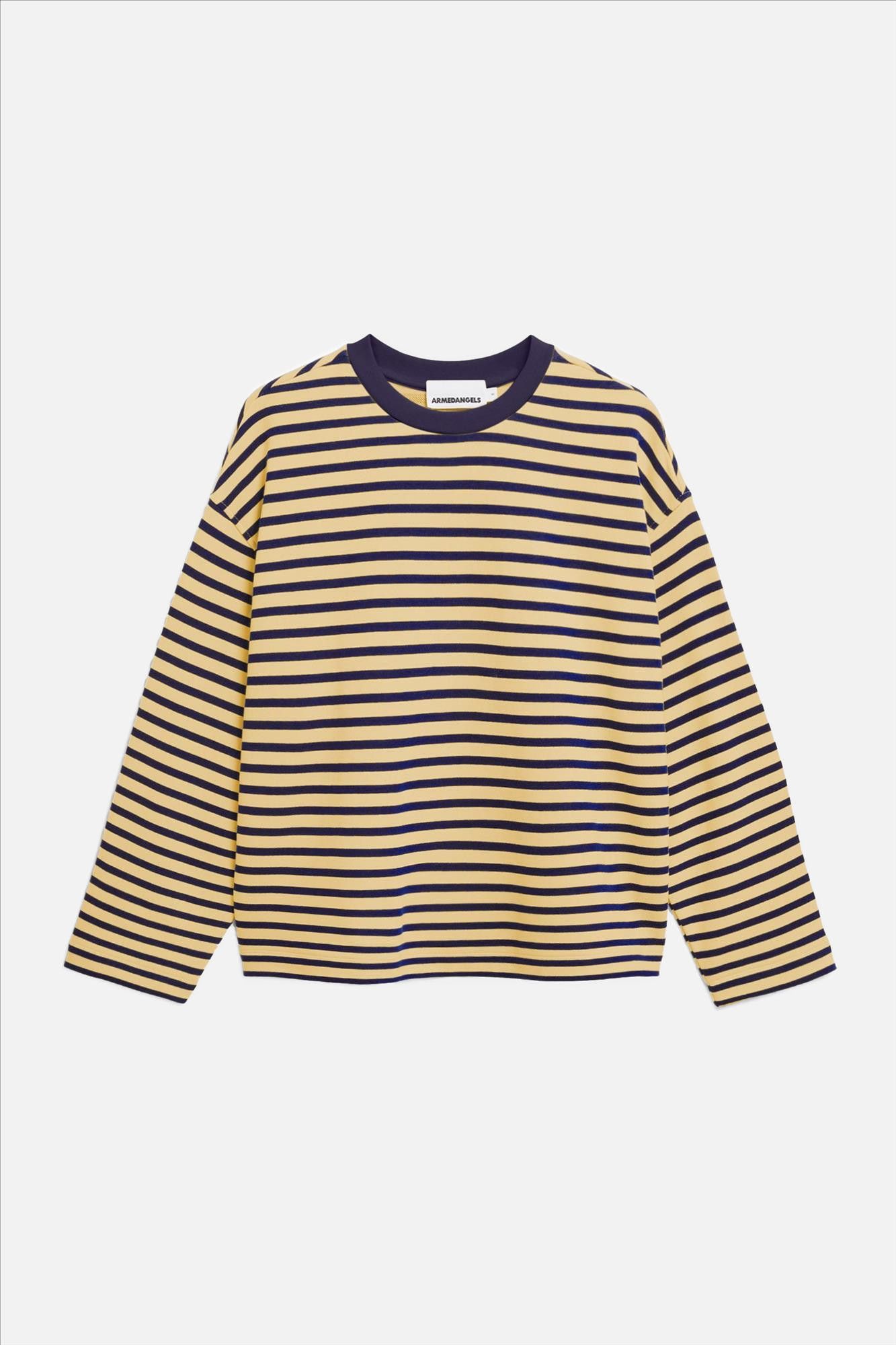 Armed Angels - Donkerblauw-Lichtgele Frankaa Maarlen sweater