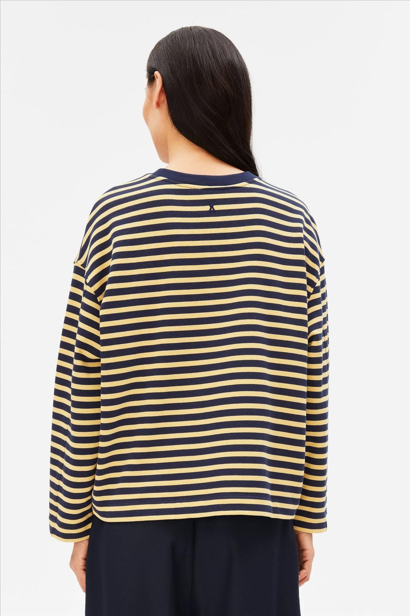 Armed Angels - Donkerblauw-Lichtgele Frankaa Maarlen sweater