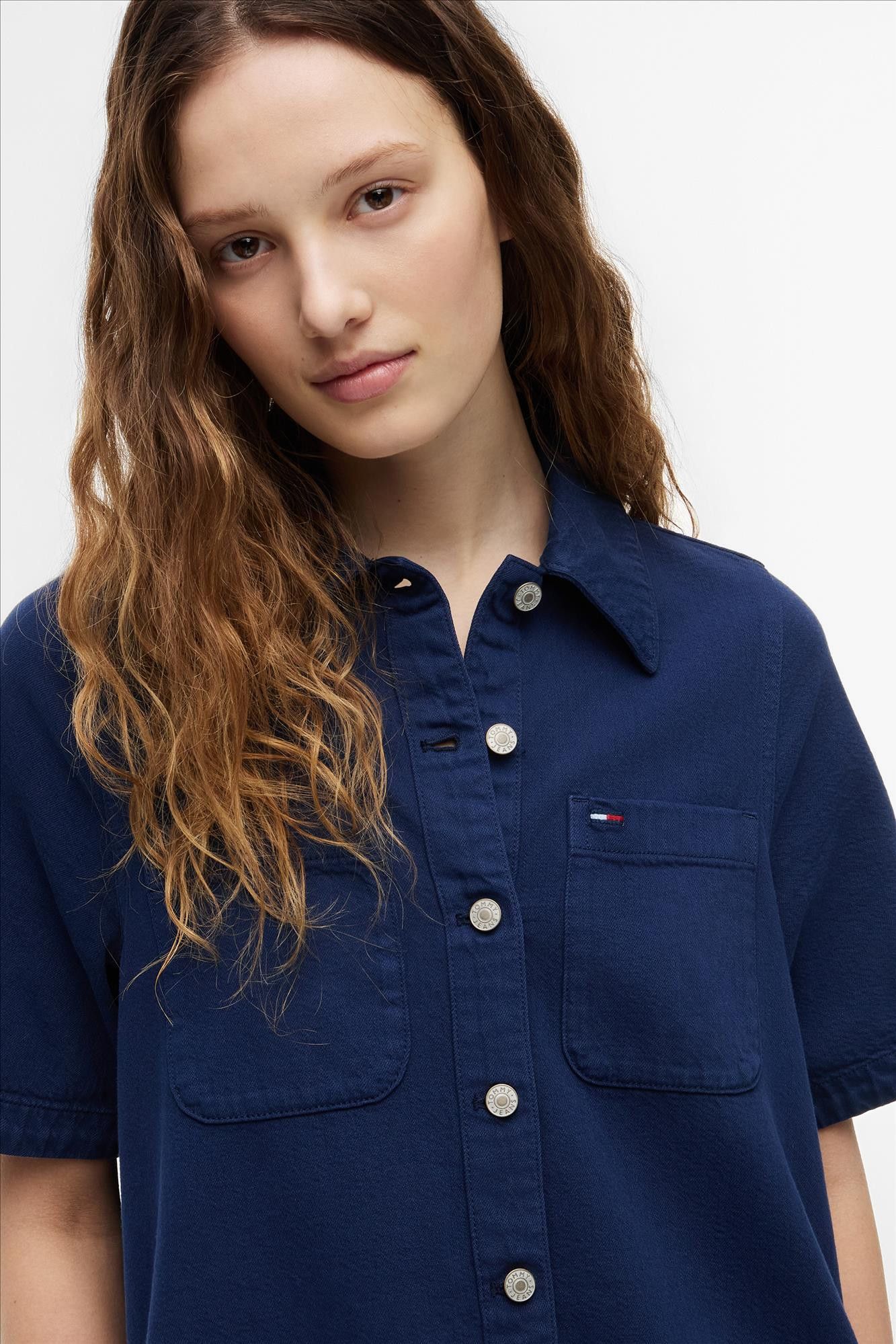 Tommy Jeans - Donkerblauwe Twill A-Line hemdjurk