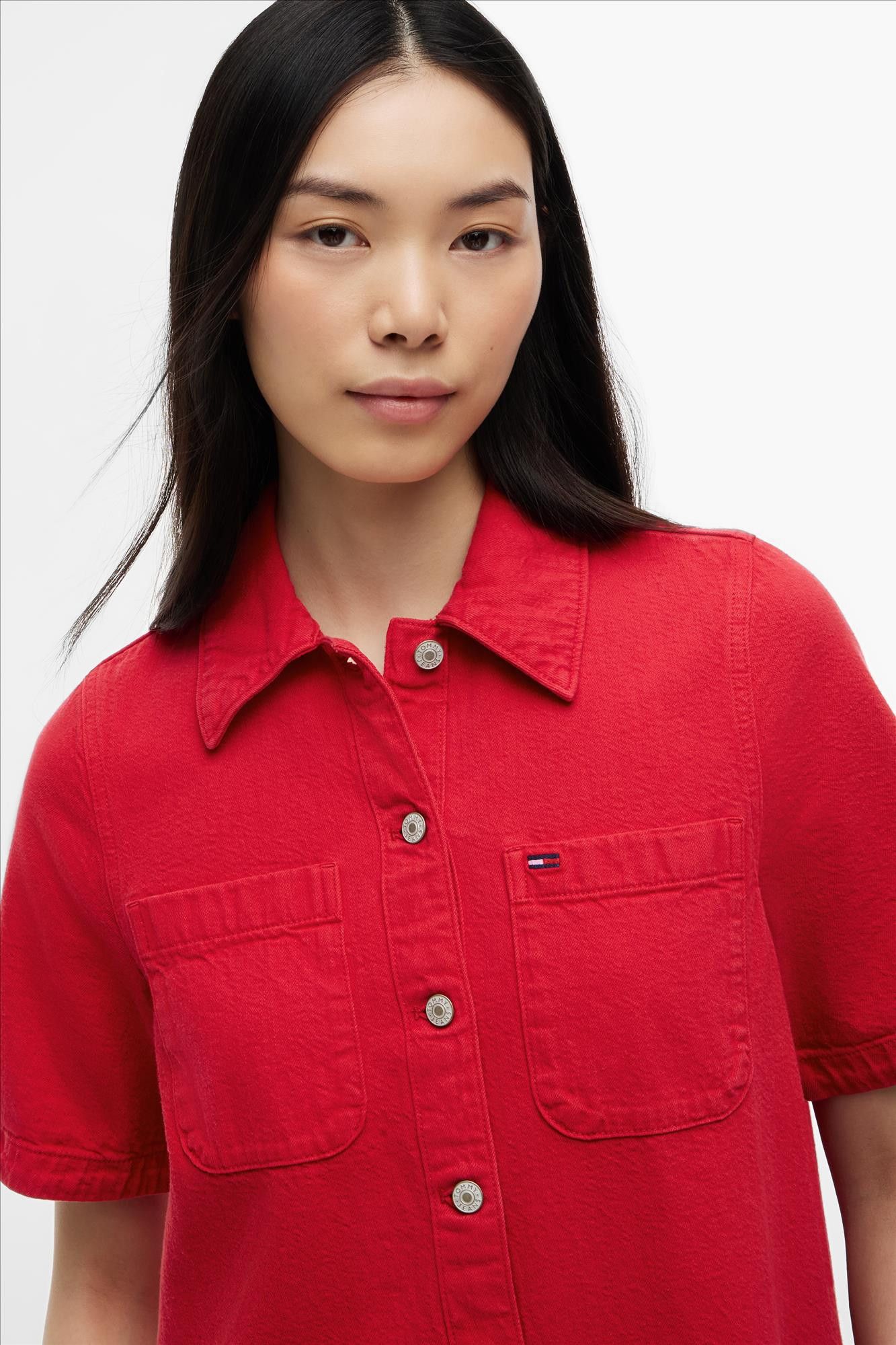 Tommy Jeans - Rode Twill A-line jurk