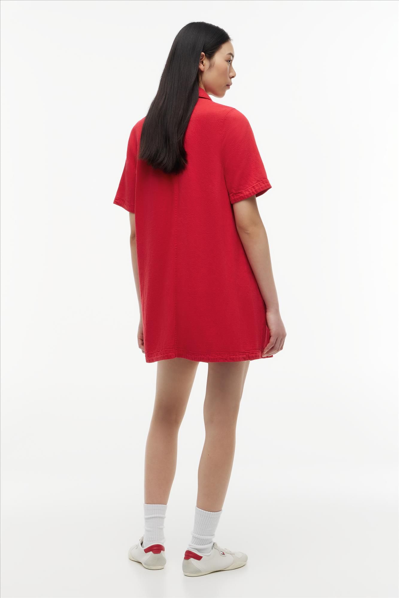 Tommy Jeans - Rode Twill A-line jurk