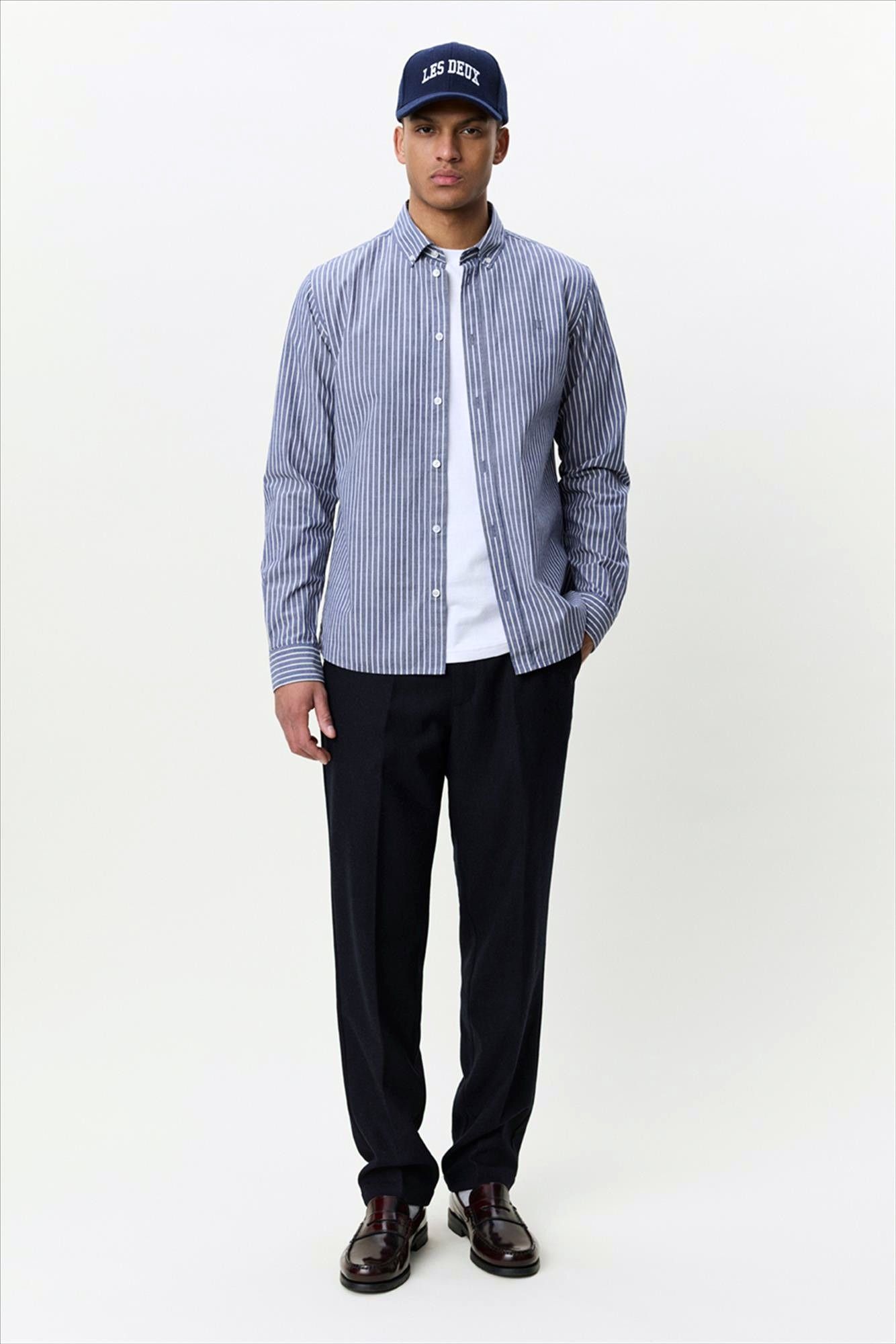 LES DEUX  - Blauw Light Oxford Striped hemd