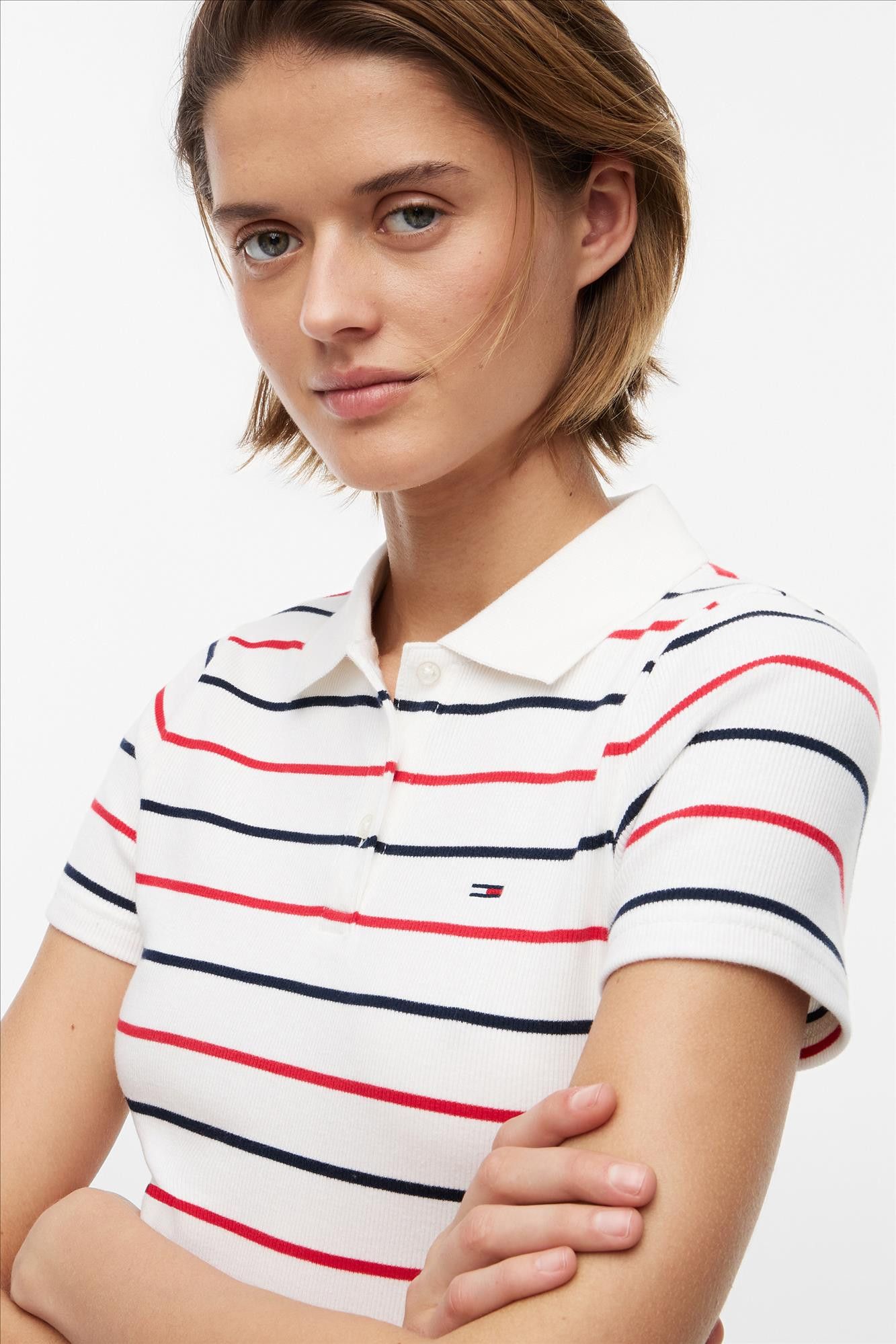 Tommy Jeans - Ecru Slim Rib polo