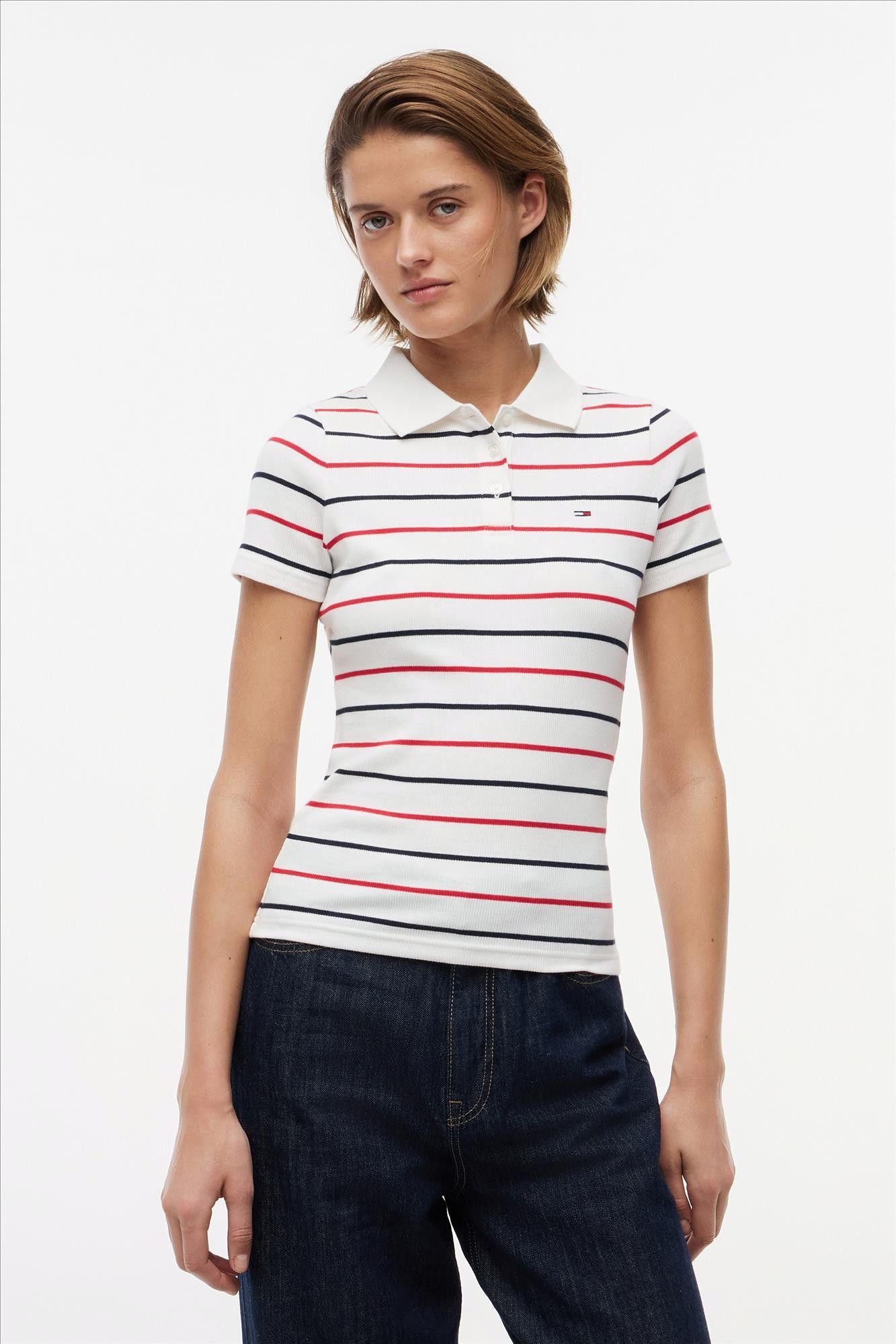 Tommy Jeans - Ecru Slim Rib polo