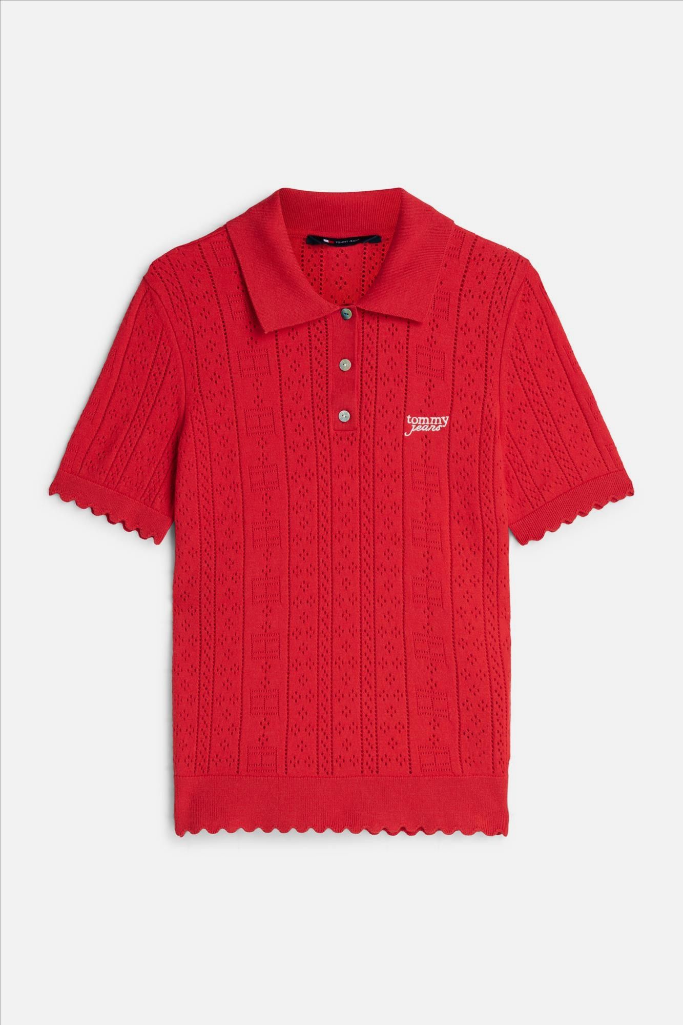 Tommy Jeans - Rode Pointelle polo