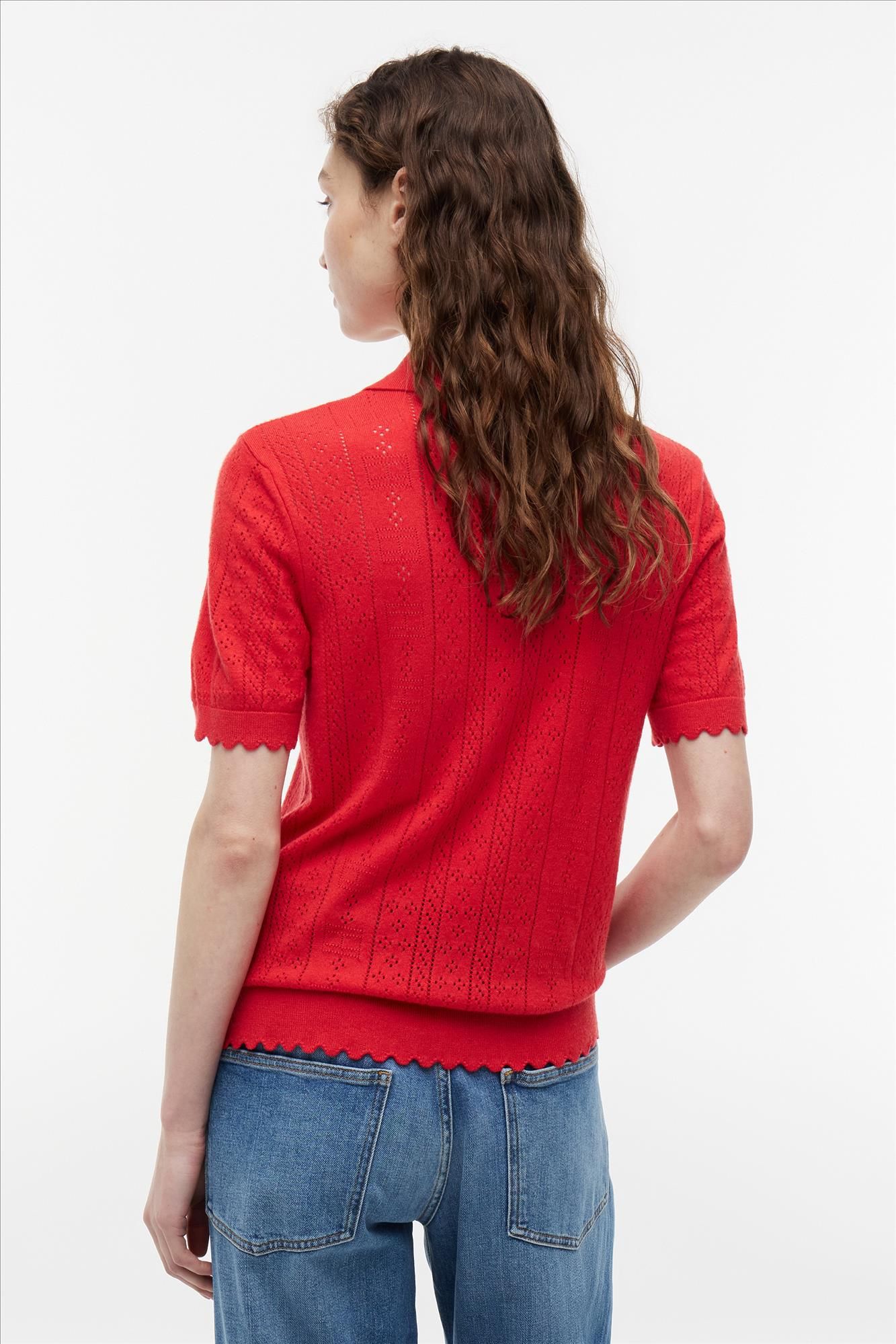 Tommy Jeans - Rode Pointelle polo