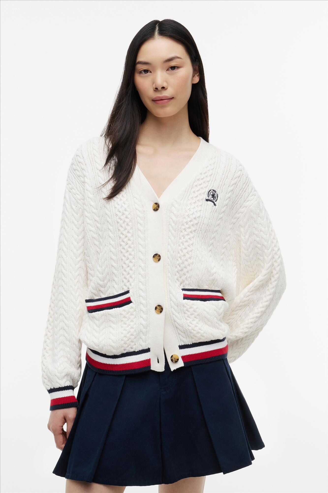 Tommy Jeans - Ecru Signature Stripe cardigan