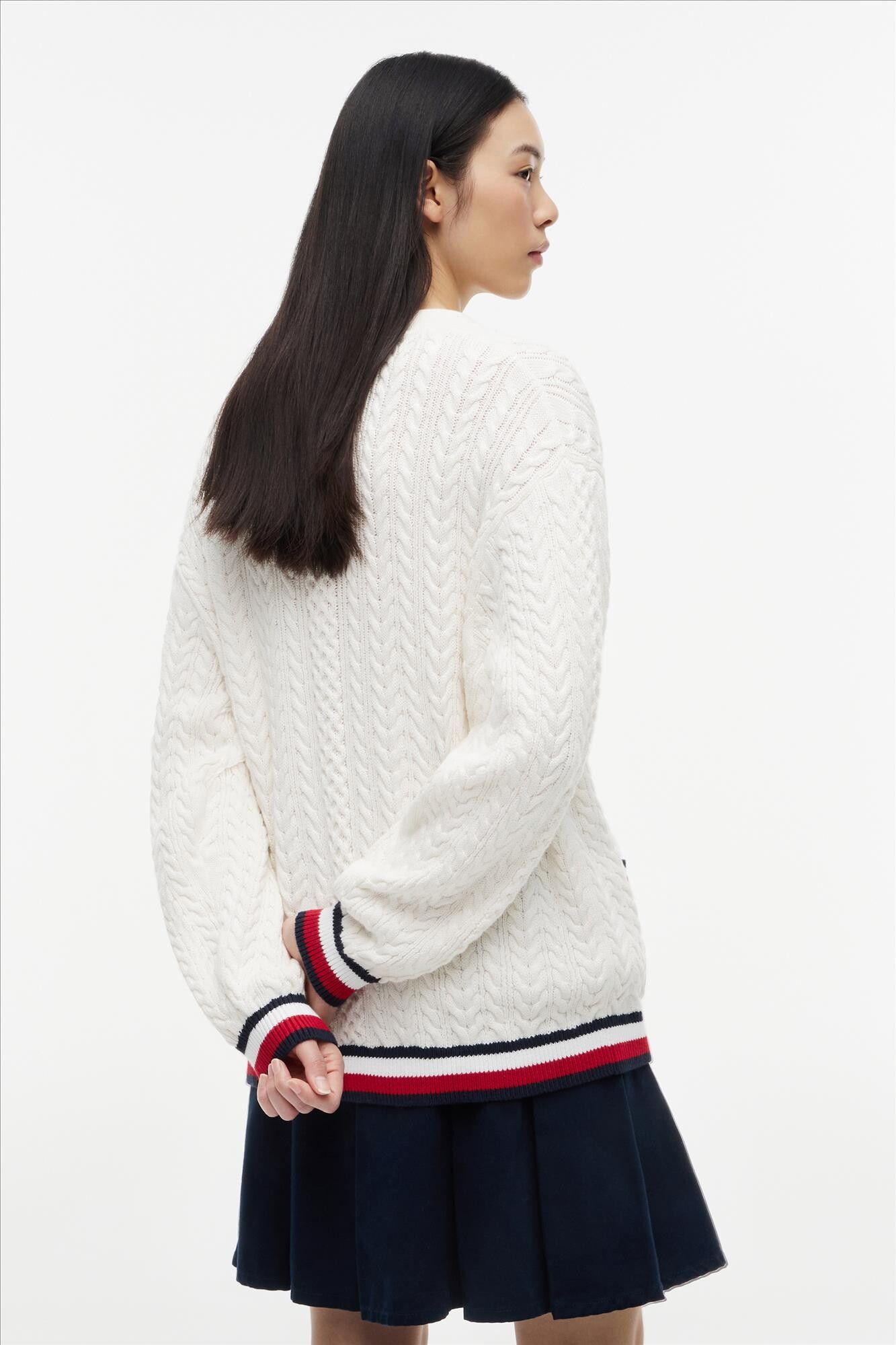 Tommy Jeans - Ecru Signature Stripe cardigan
