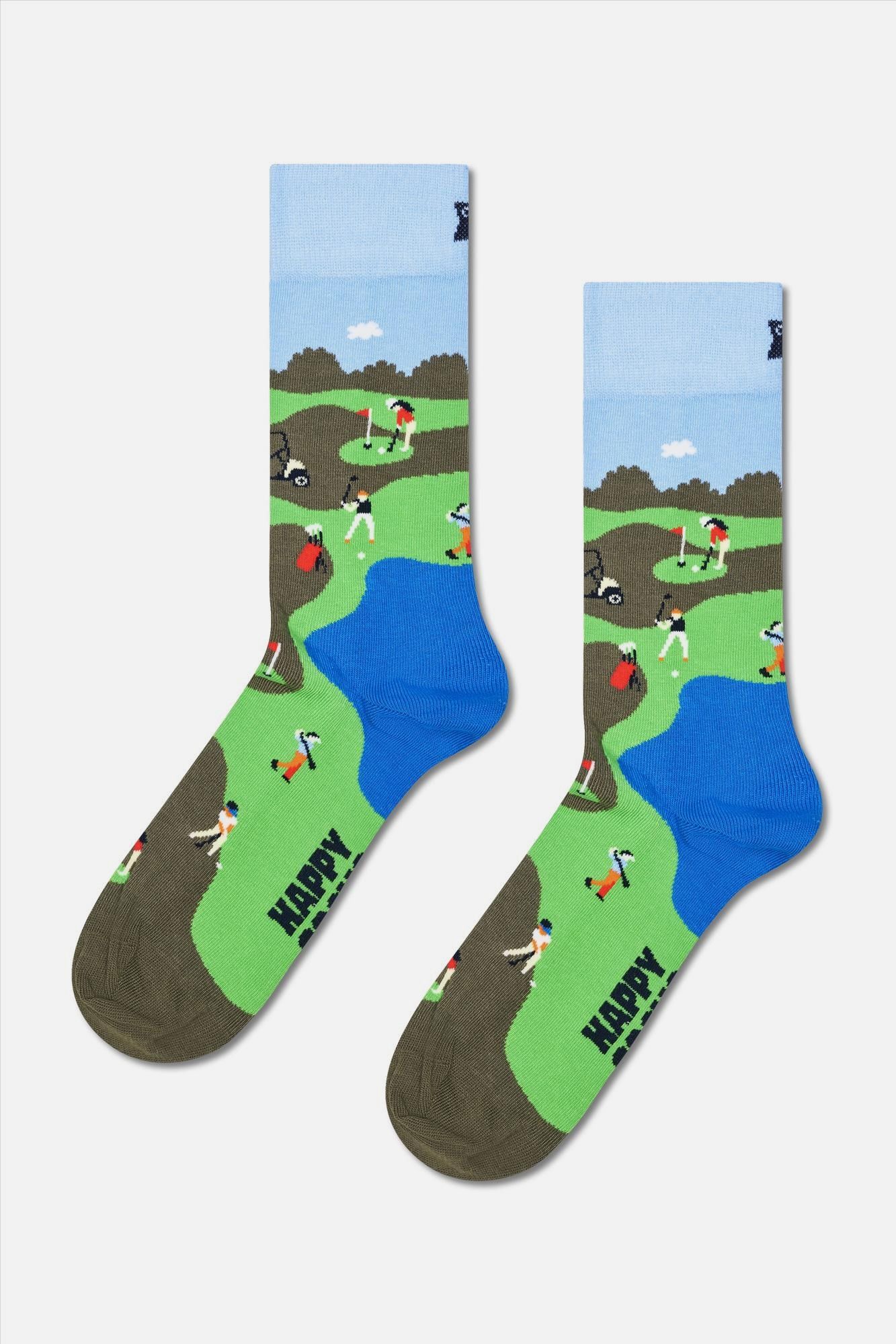 Happy Socks - Blauw-Groene Golf sokken, maat: 41-46