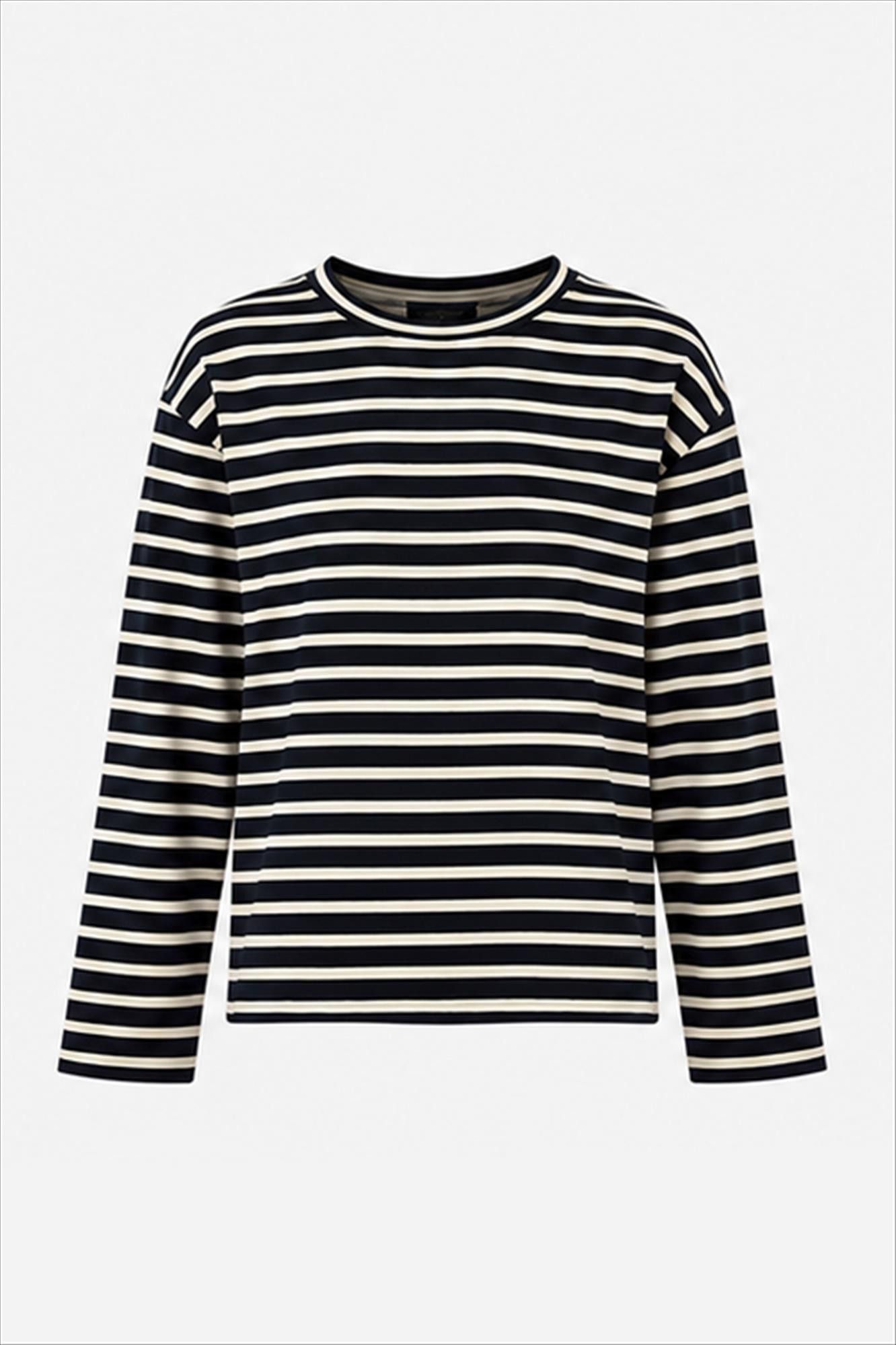 Boii Studios - Donkerblauw-Ecru Nete longsleeve