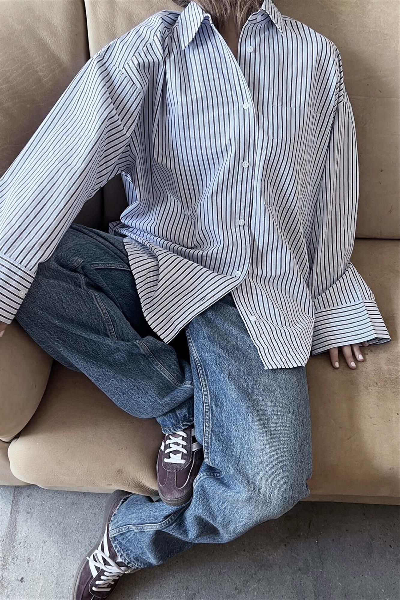 Boii - Lichtblauwe Fie Art Stripe blouse