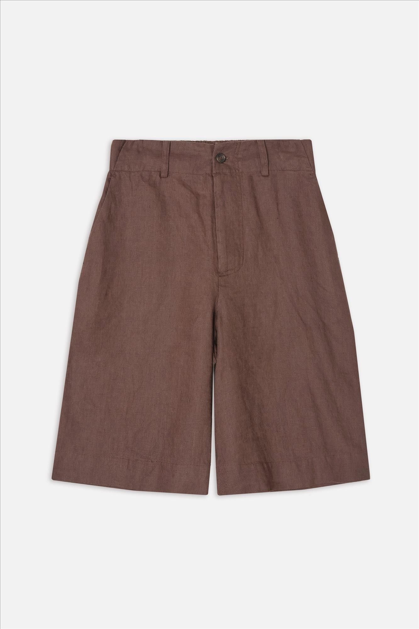 YERSE - Donkerbruine Rita Linen short
