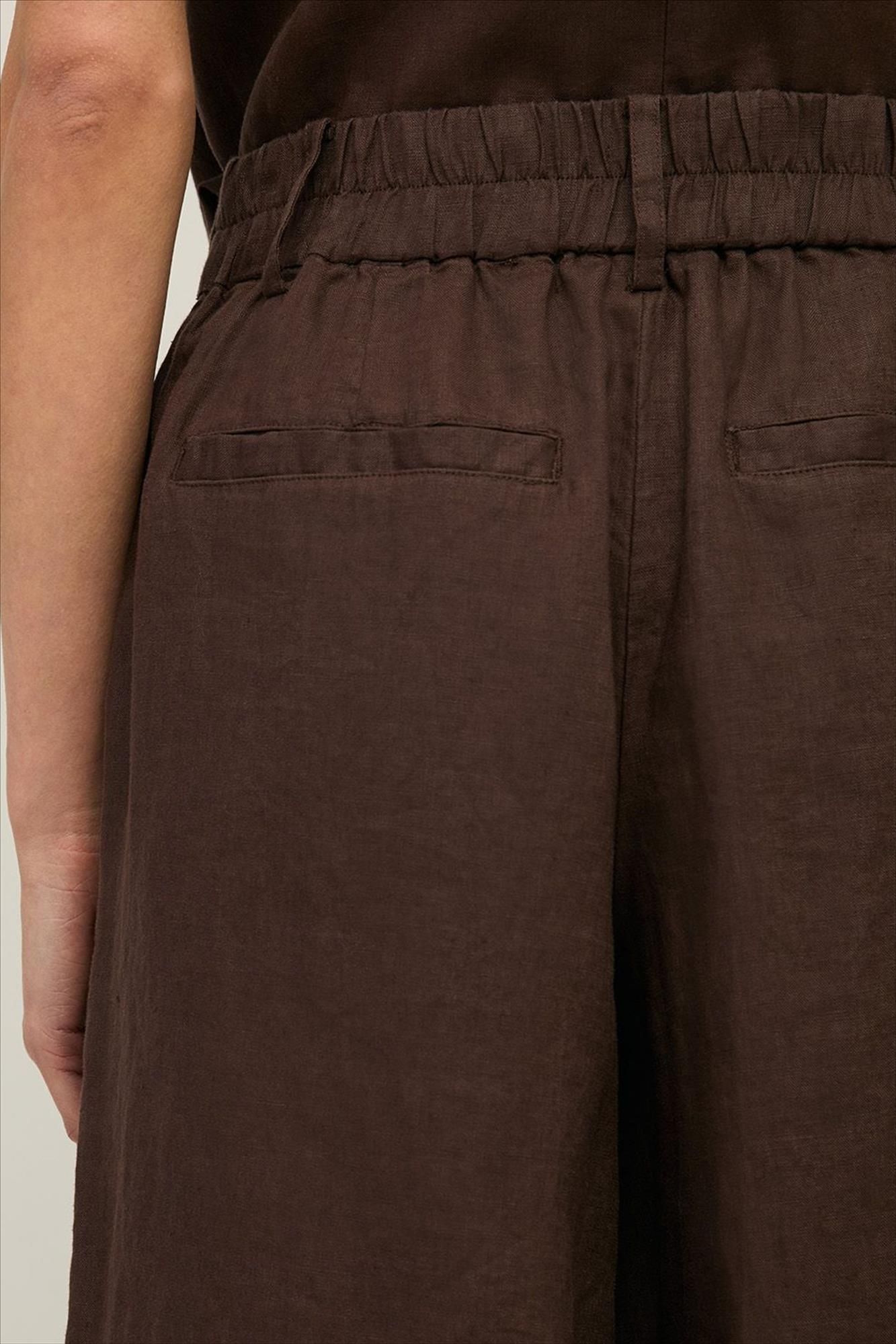 YERSE - Donkerbruine Rita Linen short