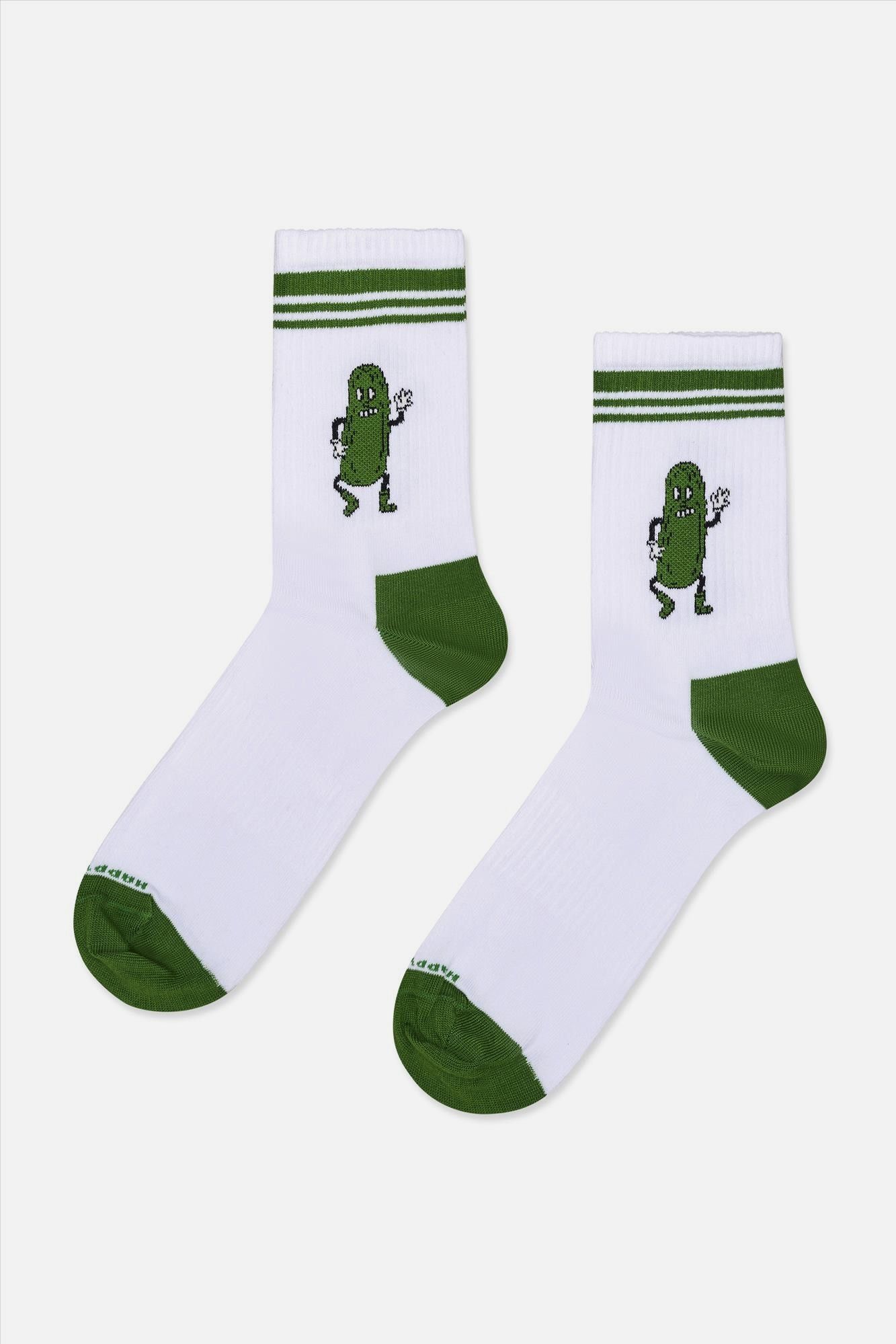 Happy Socks - Wit-Groene Pickle sokken, maat: 41-46
