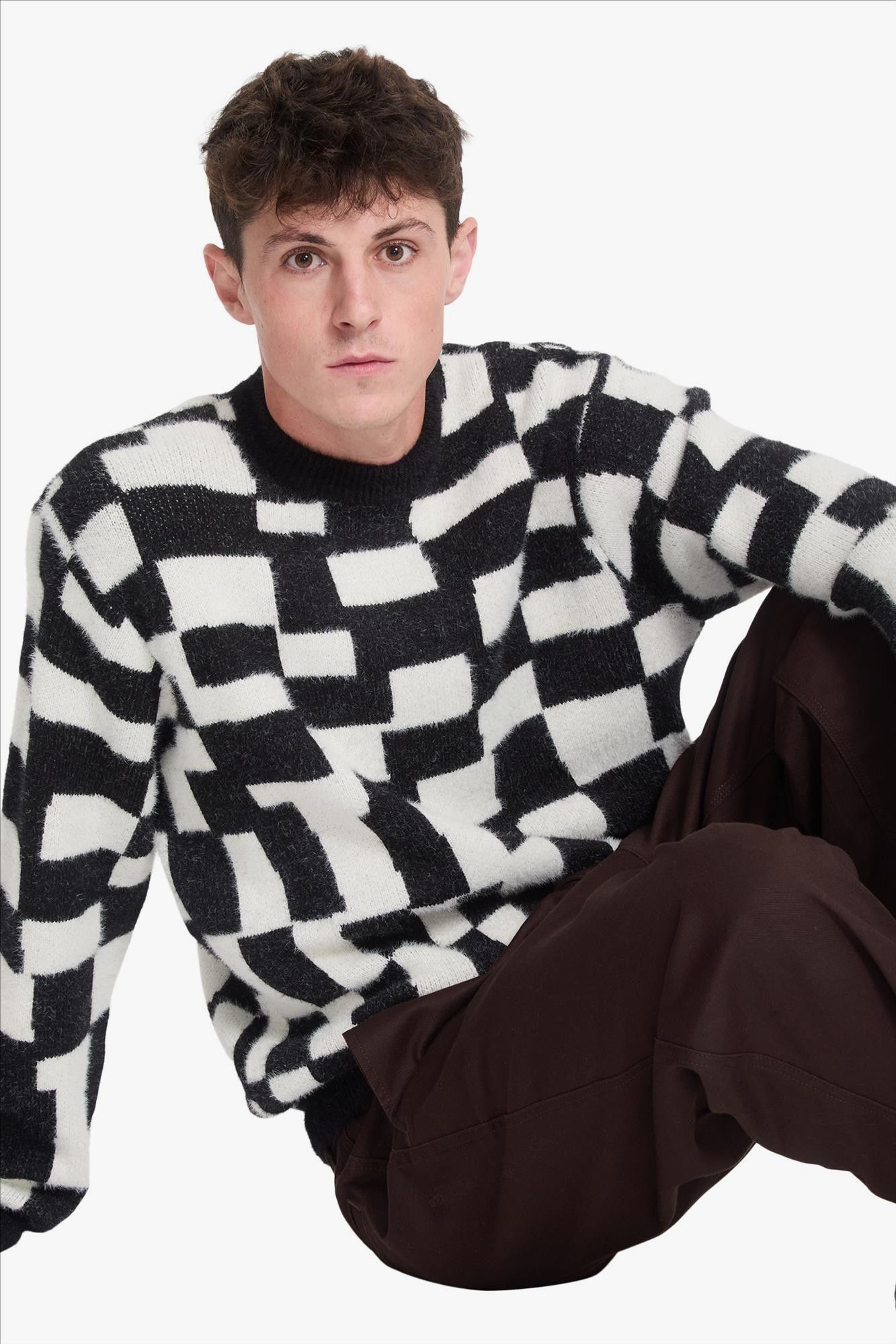 Volcom - Zwart-Witte Carrau Check trui