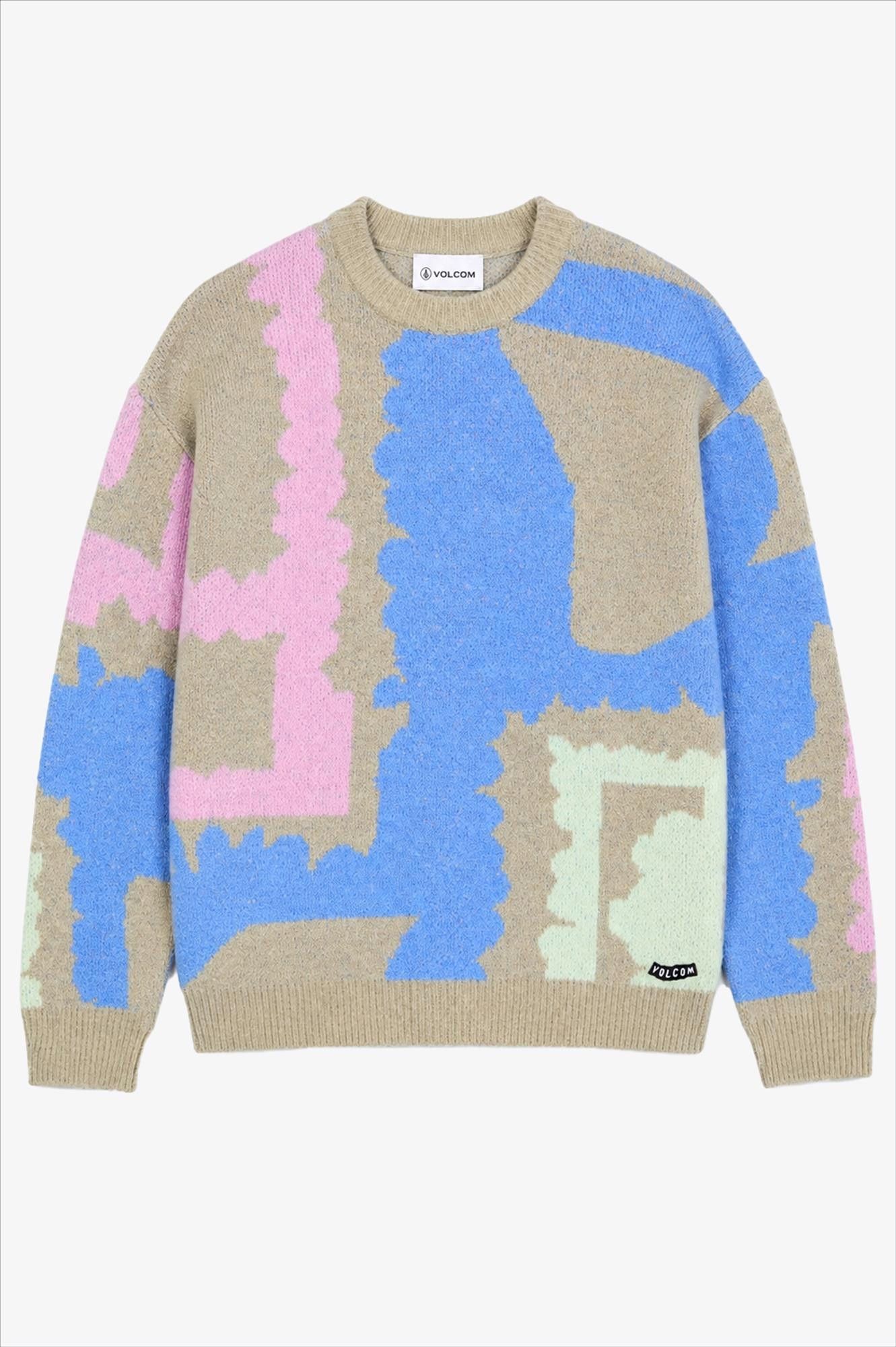 Volcom - Beige-Blauw-Roze Carrau trui