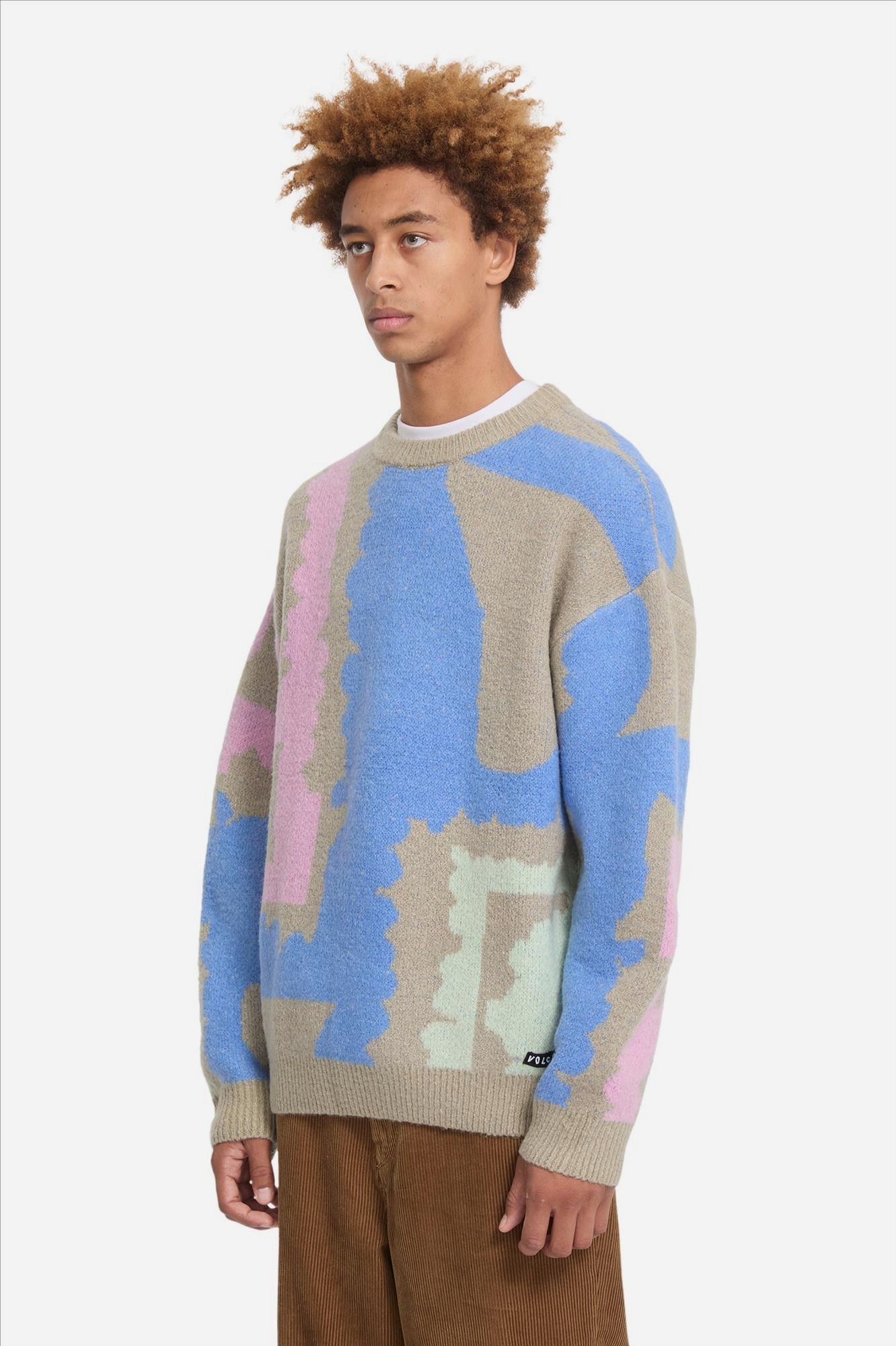 Volcom - Beige-Blauw-Roze Carrau trui