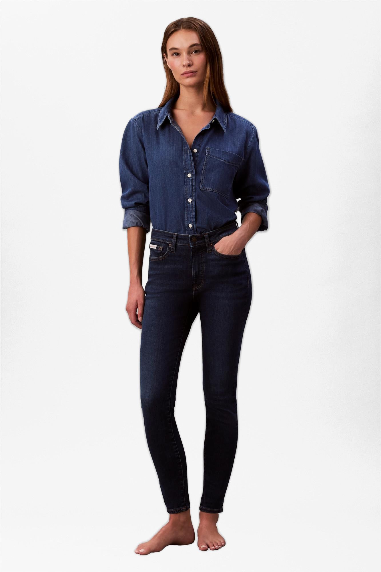 Calvin Klein Jeans - Donkerblauwe Mid Rise skinny jeans