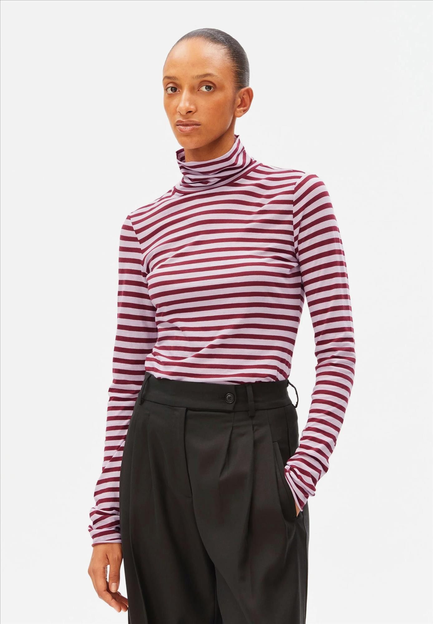 Armed Angels - Bordeaux-Lichtpaarse Grazilianaa Stripe longsleeve