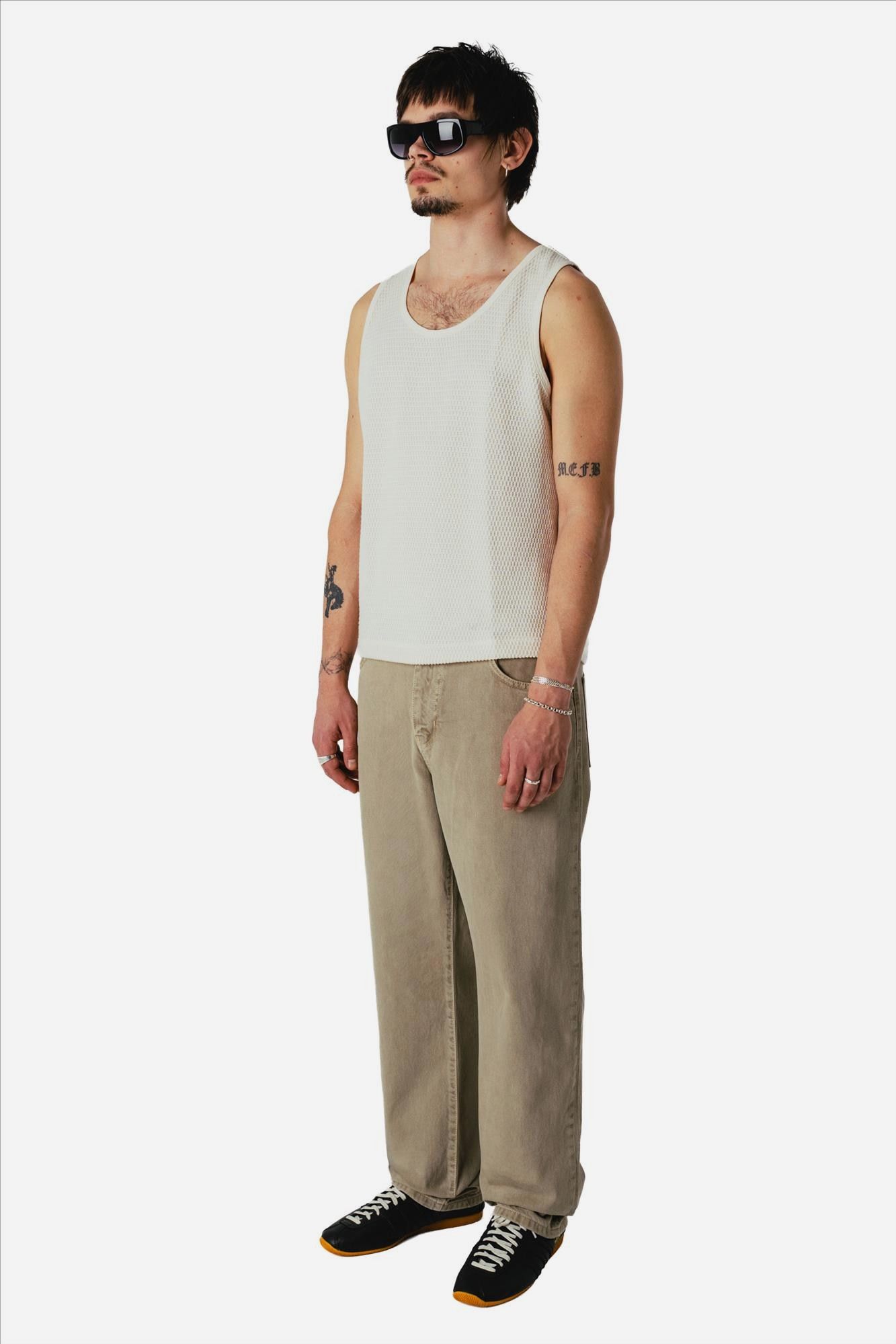 WOODBIRD - Beige Leroy Base loose jeans