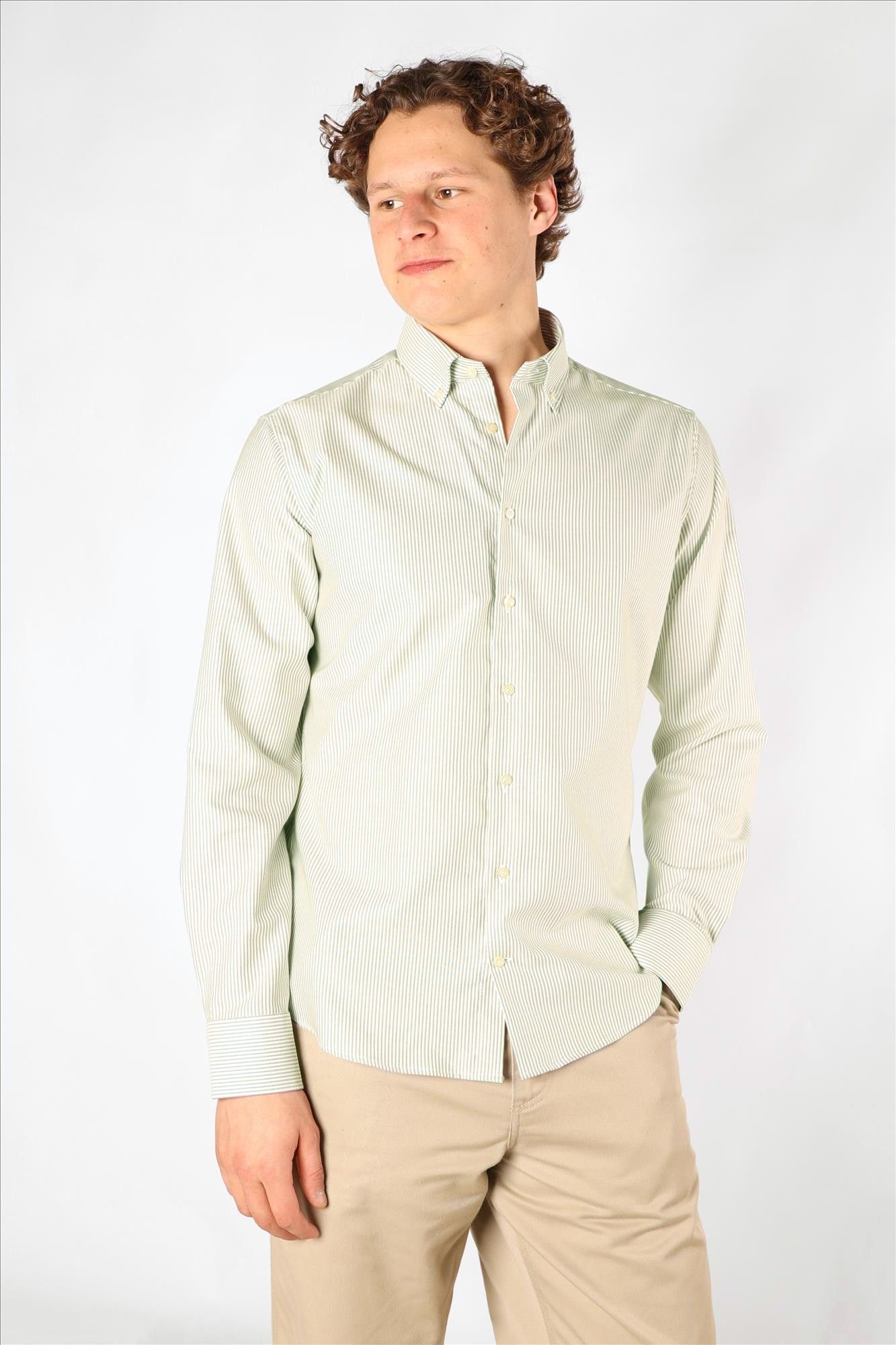 Twelve Ounce - Wit-Olijfgroen The Windsor hemd