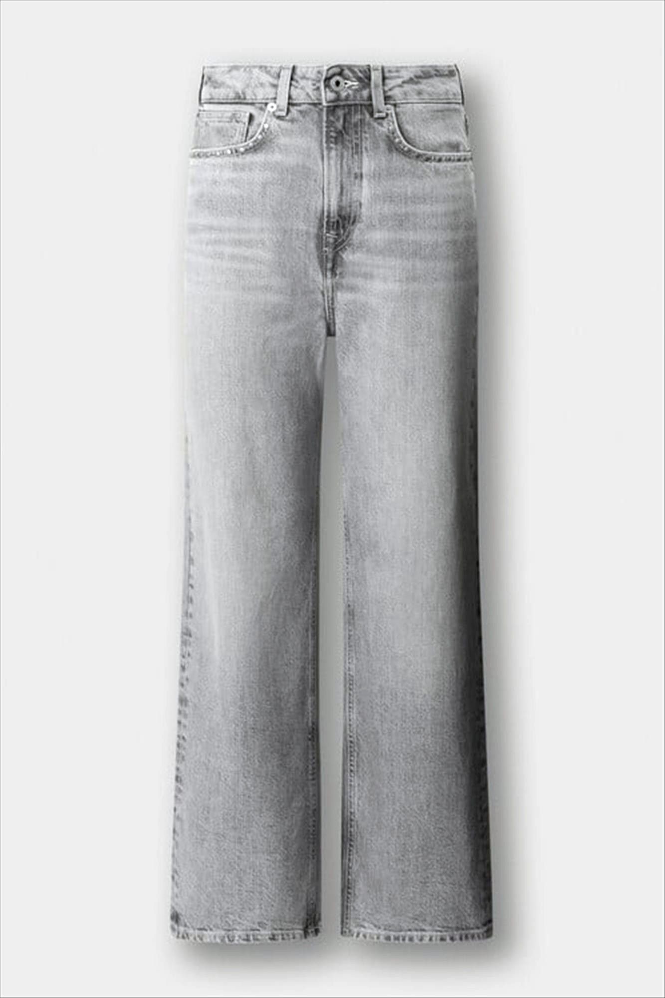 Pepe Jeans London - Grijze Lexa Stud straight jeans