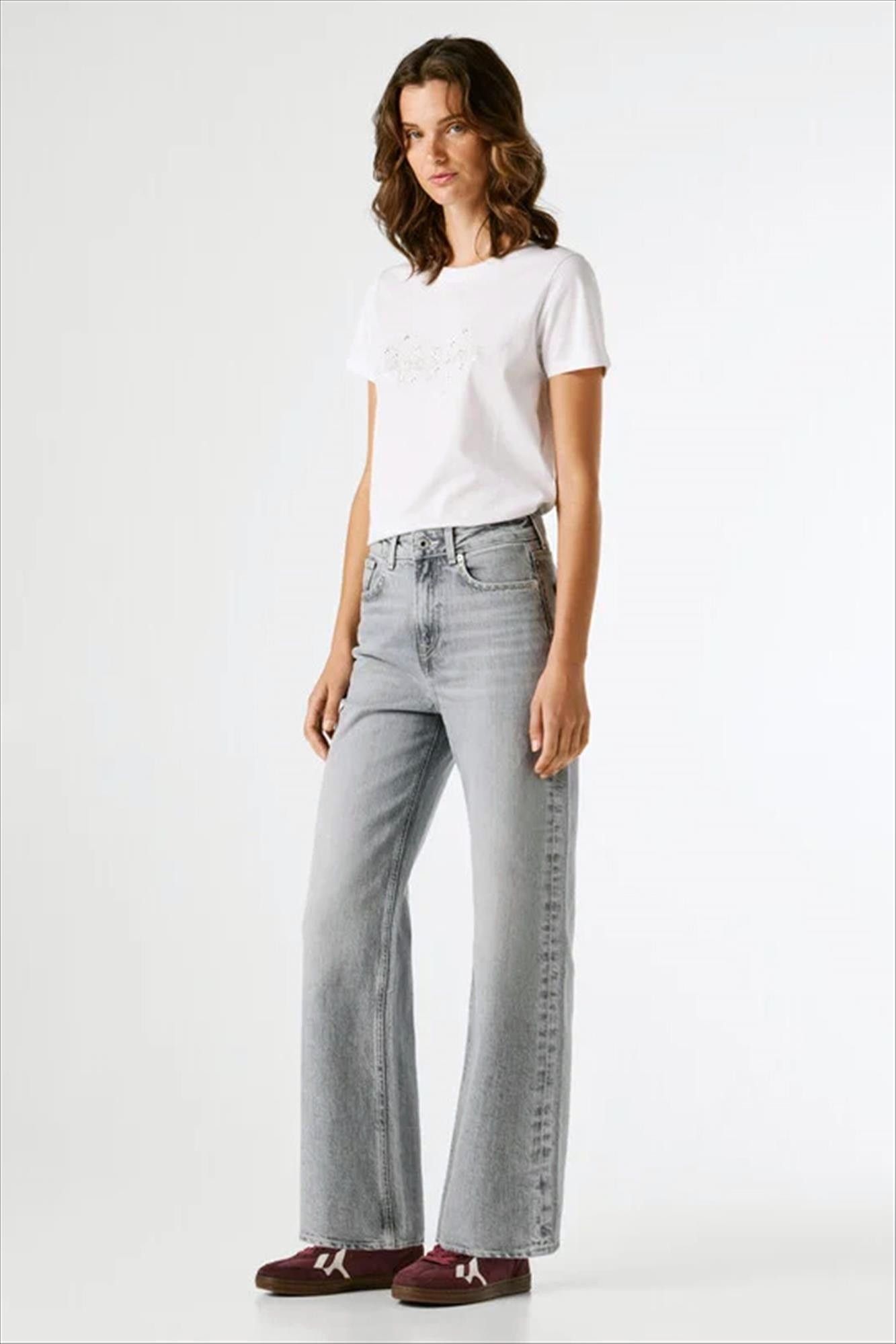 Pepe Jeans London - Grijze Lexa Stud straight jeans