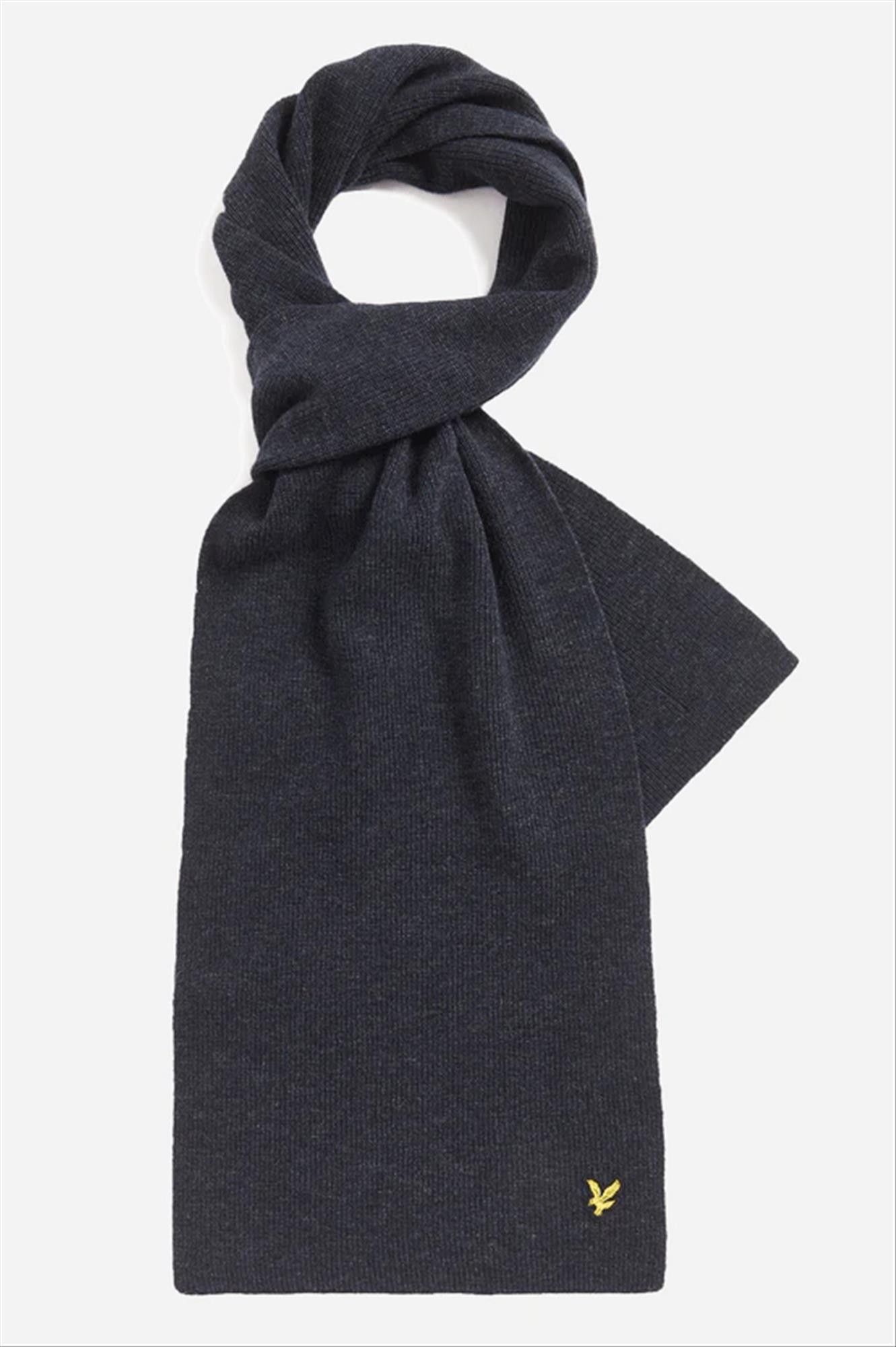 Lyle & Scott - Donkerblauwe Lambswool Ribbed sjaal
