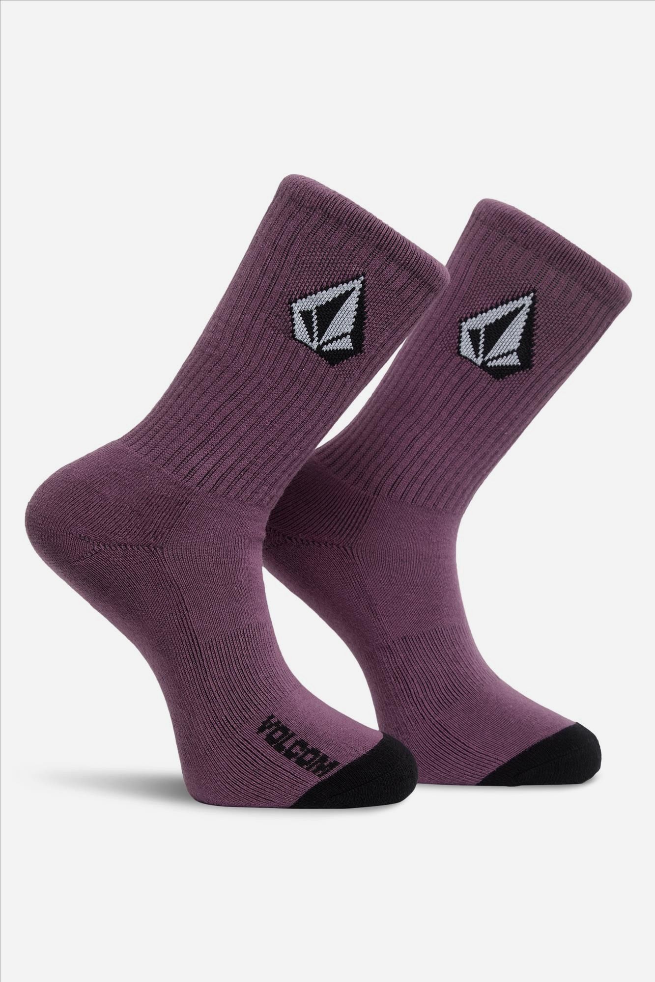 Volcom - Wit-Paars-Donkergroene Full Stone 3-pack sokken