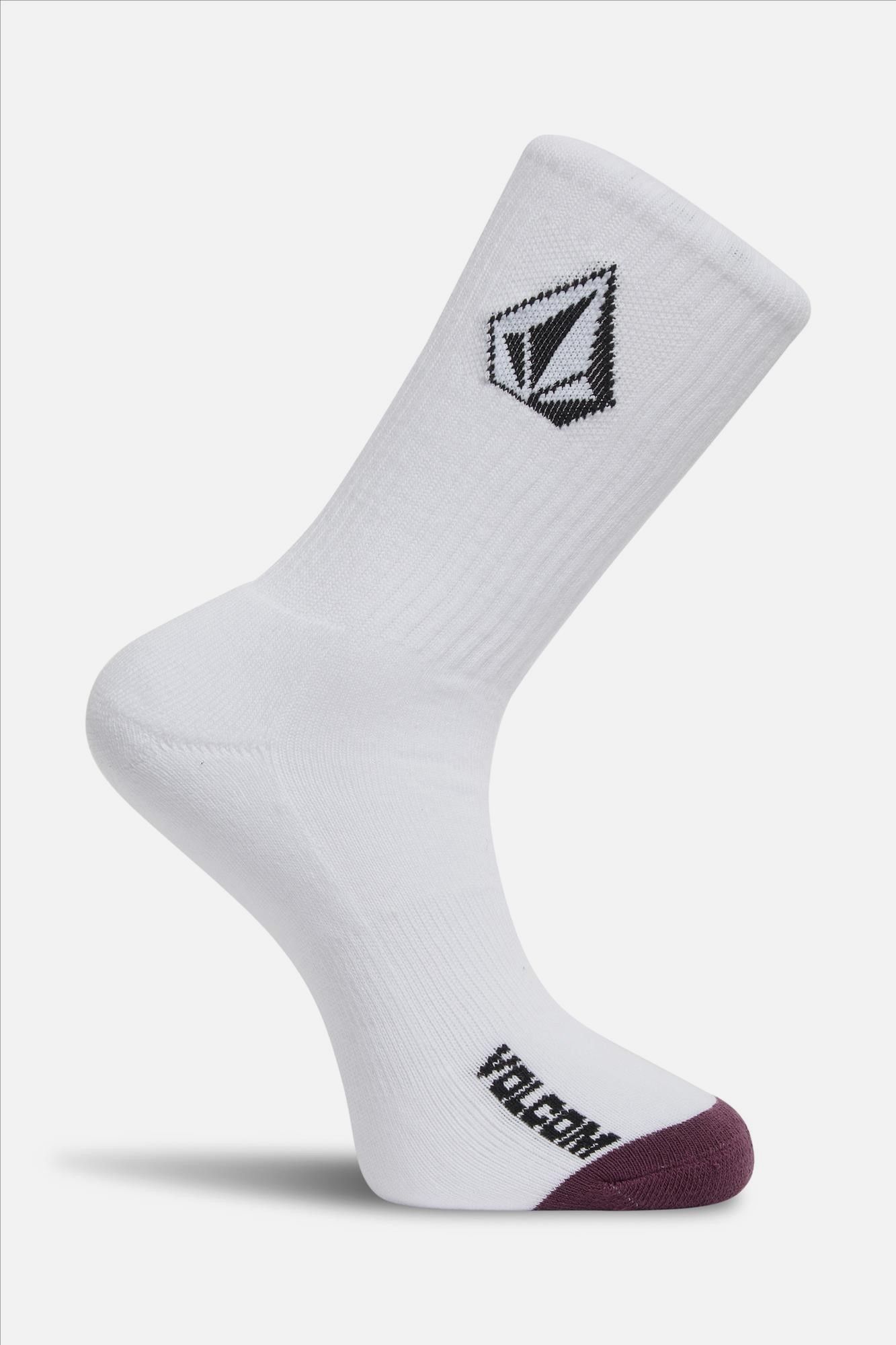 Volcom - Wit-Paars-Donkergroene Full Stone 3-pack sokken