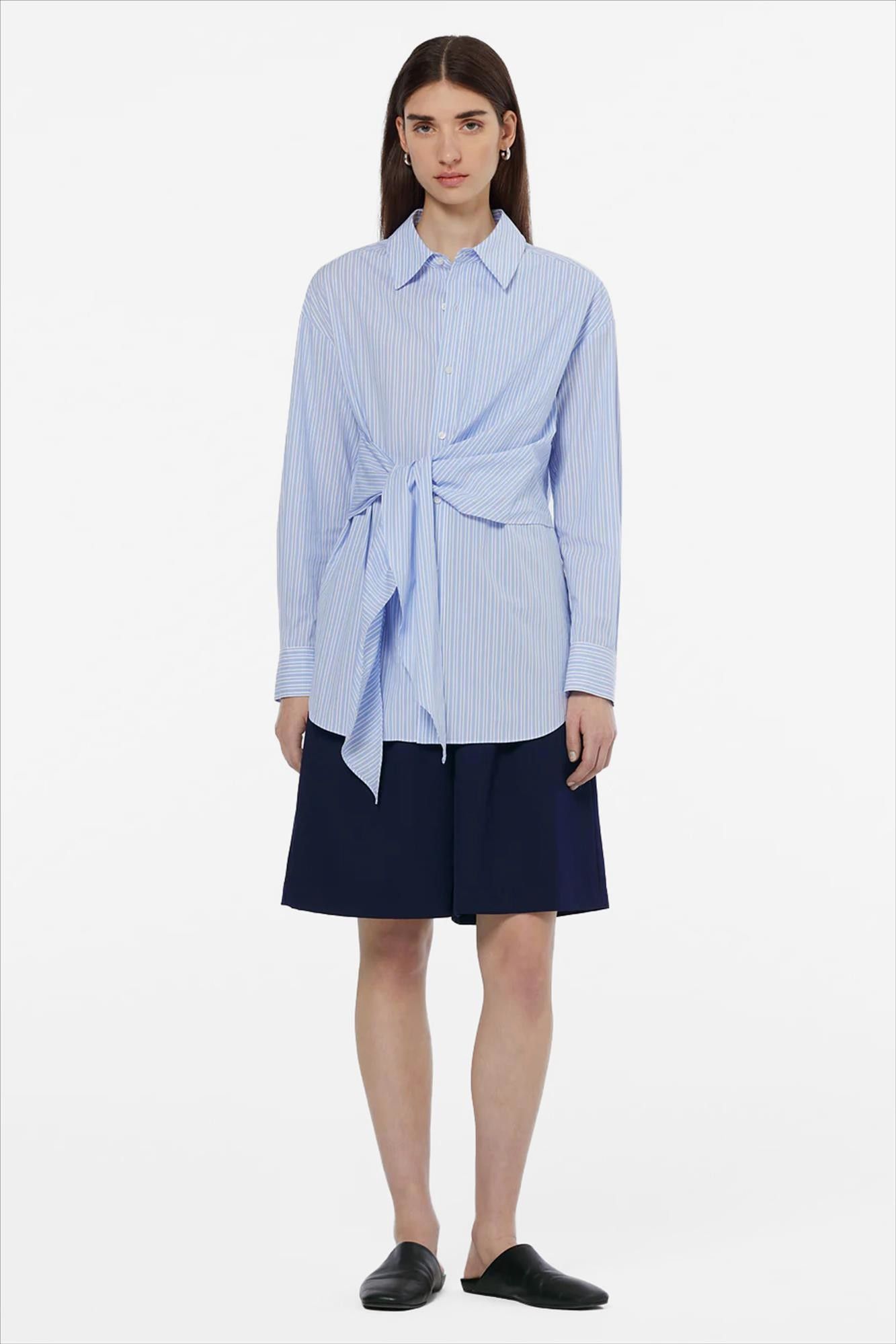 Scotch & Soda - Lichtblauwe Striped Knotted blouse