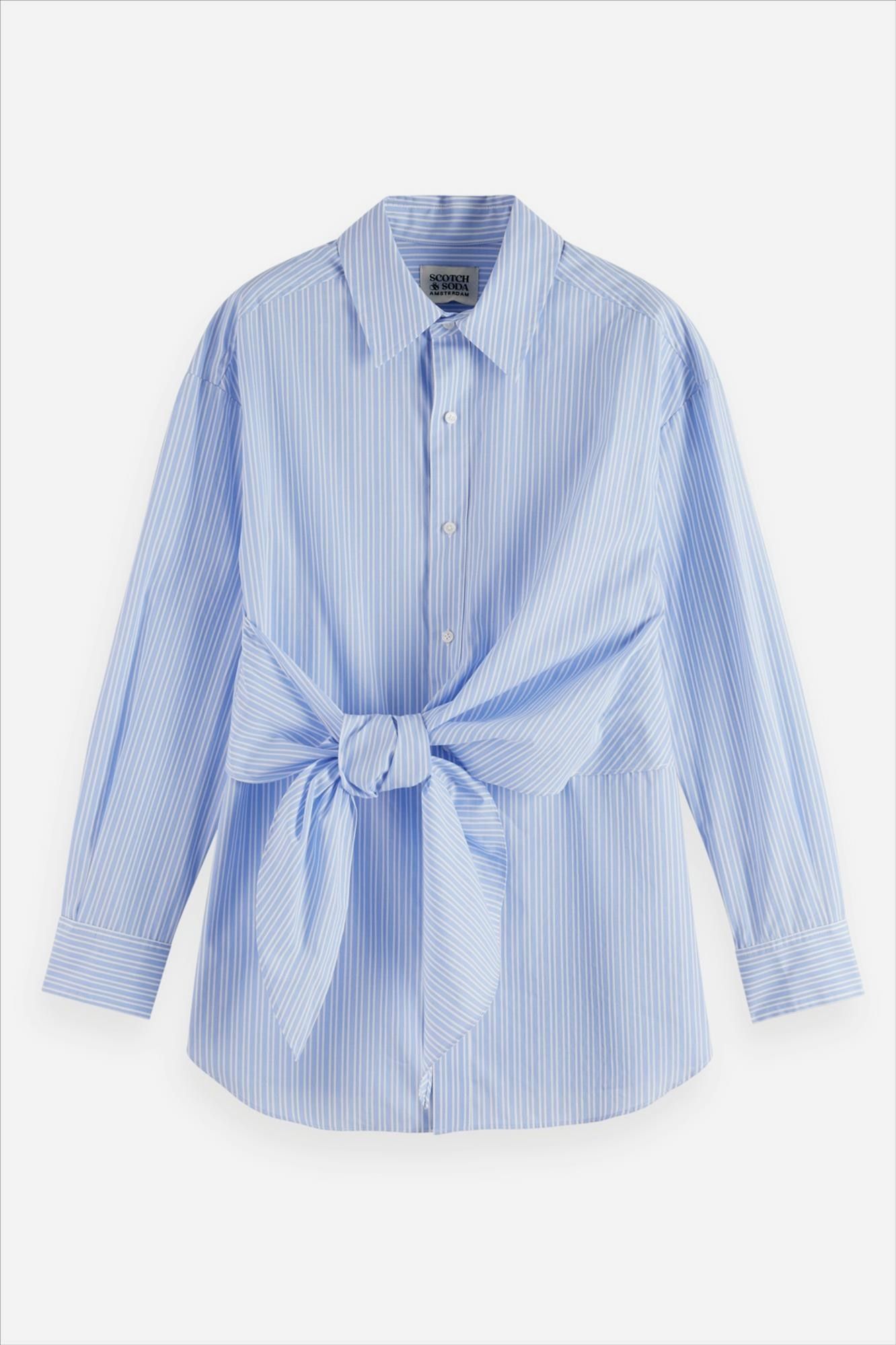 Scotch & Soda - Lichtblauwe Striped Knotted blouse