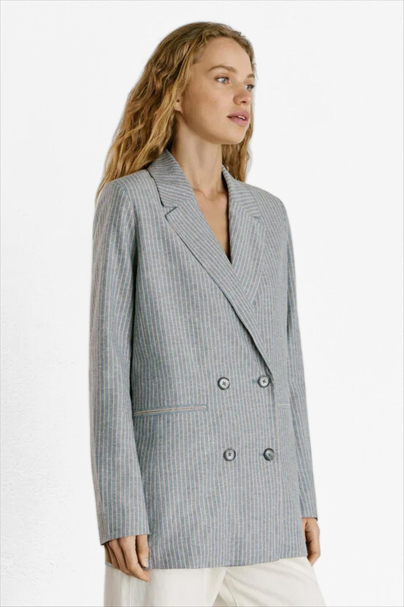 Pepe Jeans London - Blauwe Gia Striped blazer