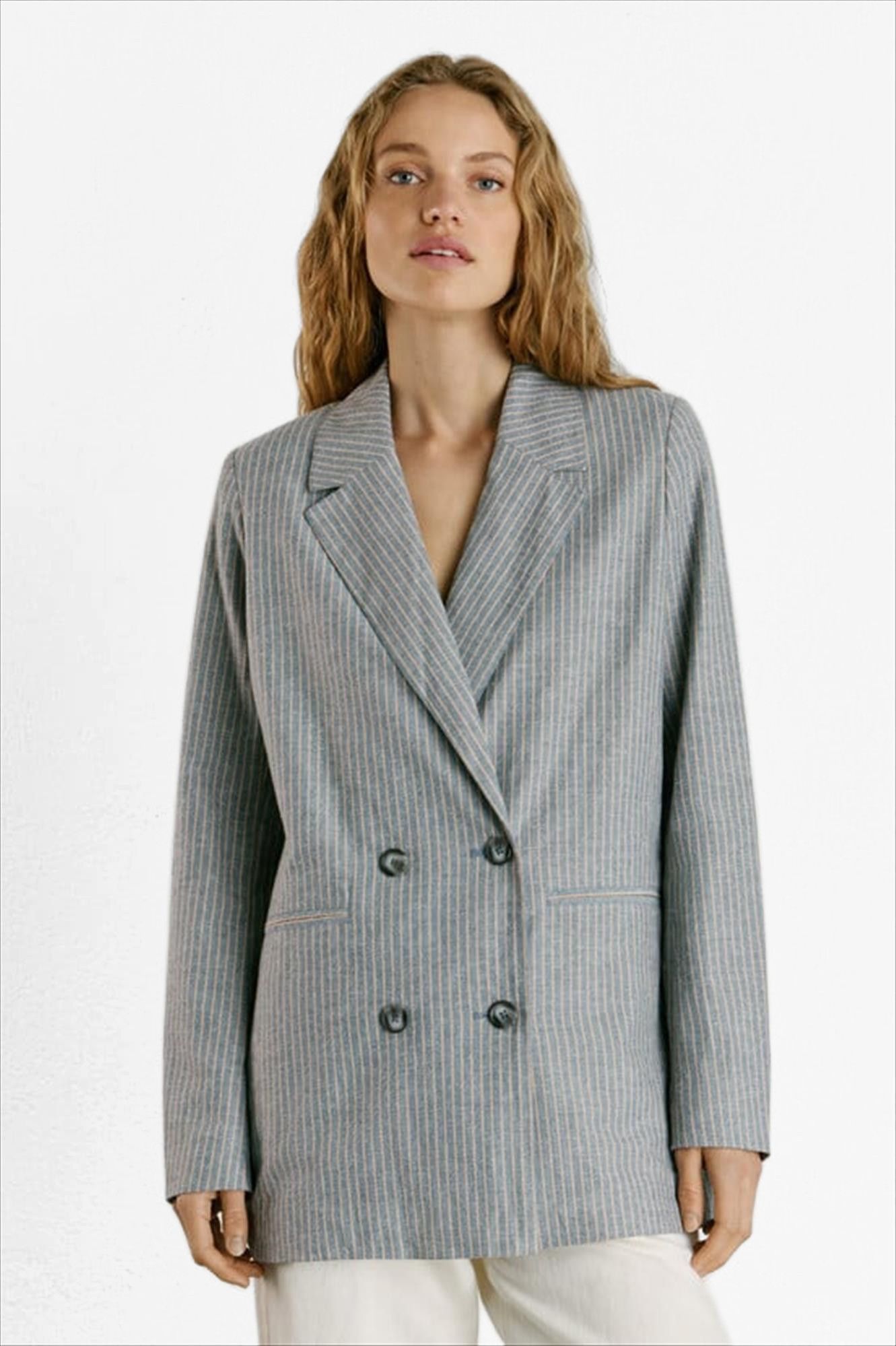 Pepe Jeans London - Blauwe Gia Striped blazer