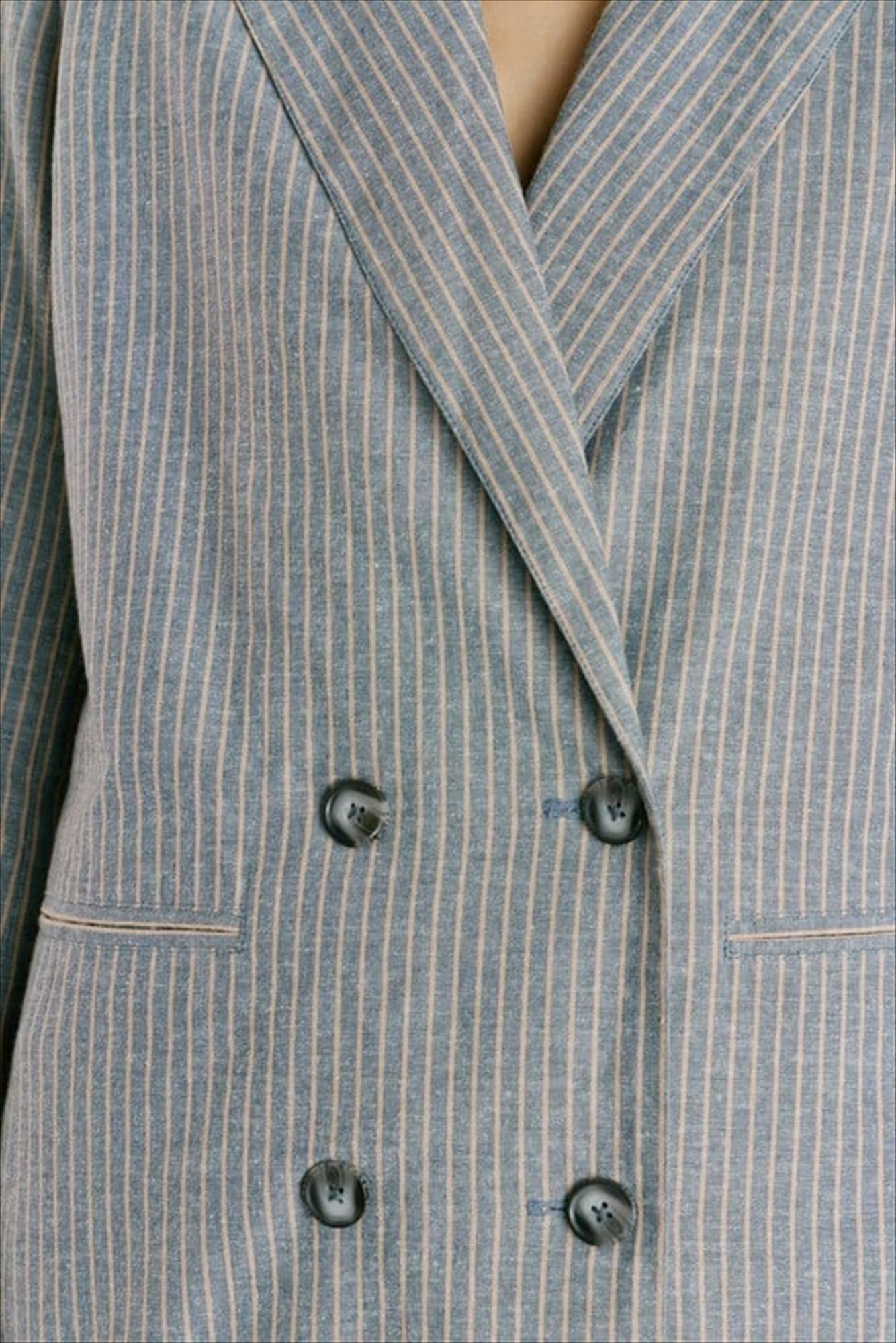 Pepe Jeans London - Blauwe Gia Striped blazer