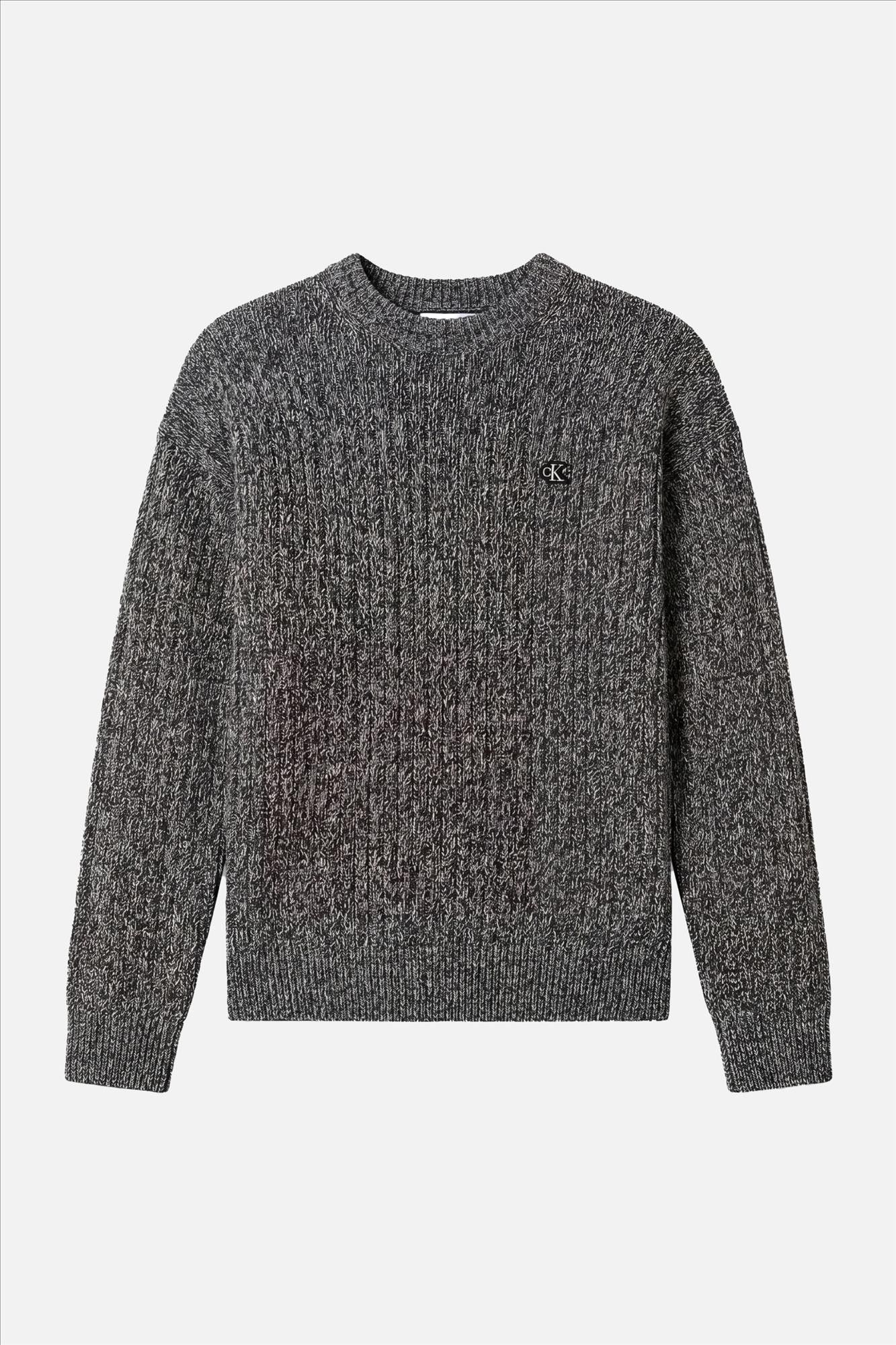Calvin Klein Jeans - Donkerblauwe Mouline Verticale Rib trui